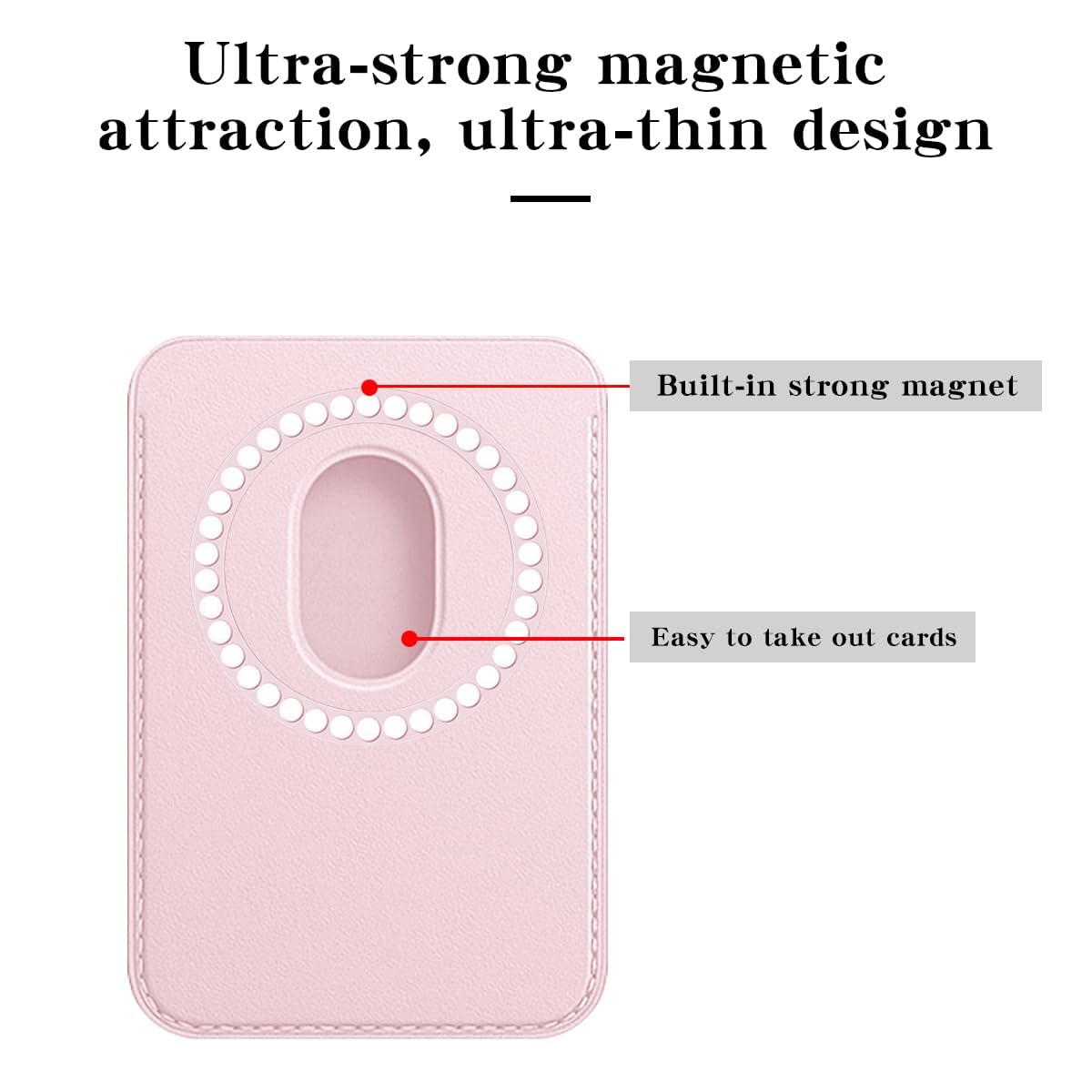 Sparkly Vegan Leather MagSafe Wallet for iPhone 15/14/13/12 - Bling Rhinestone Card Holder with Strong Magnet for Women & Girls (Pink) | Perfect for Parties, Shopping & Everyday Use