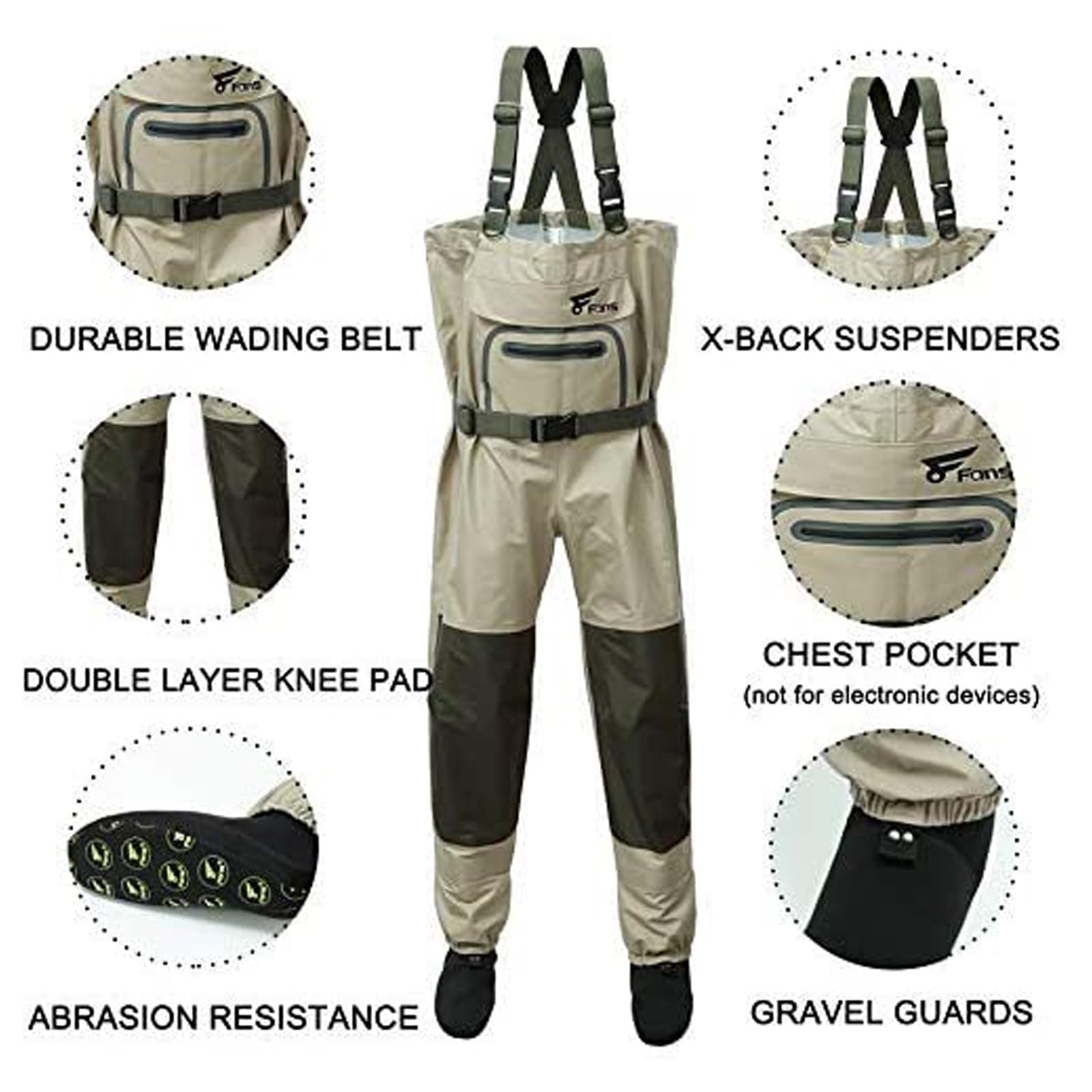 8 Fans Fishing Chest Waders for Men & Women - Waterproof Breathable Stockingfoot Waders with 3-Layer Neoprene, Lightweight Design for Fishing, Hunting & Outdoor Adventures | Perfect for Stream Fishing, Duck Hunting & Water Sports