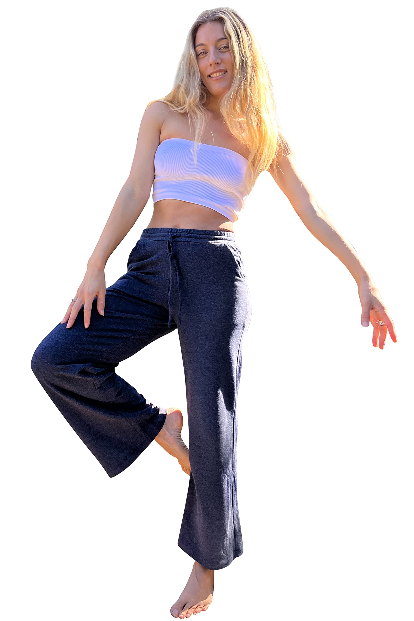 Women's Wide Leg Cotton Sweatpants - Soft Knit Lounge Pants with Straight Leg Design for Yoga, Running & Casual Wear - Loose Fit Comfortable Trousers for Home, Gym and Travel