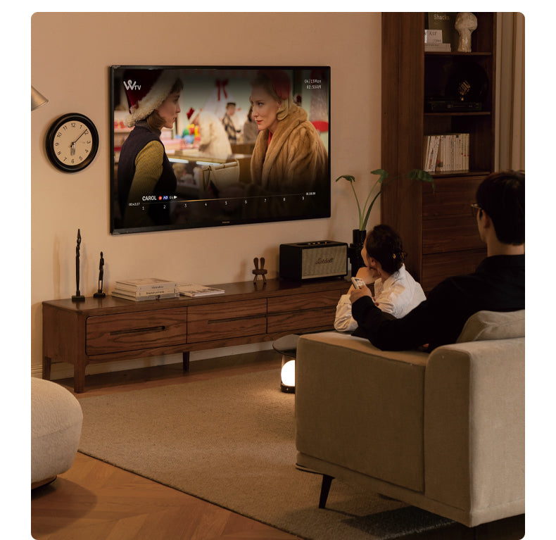 Solid Oak Wood TV Stand - Modern Entertainment Center with Storage Shelves for Living Room, Bedroom & Home Theater