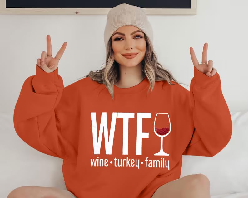UNIQUEONE Thanksgiving Turkey Women's Sweatshirt - Funny WTF Turkey Family Sweater, Fall Crewneck Pullover for Women | Perfect for Thanksgiving Gatherings, Family Photos & Autumn Outfits