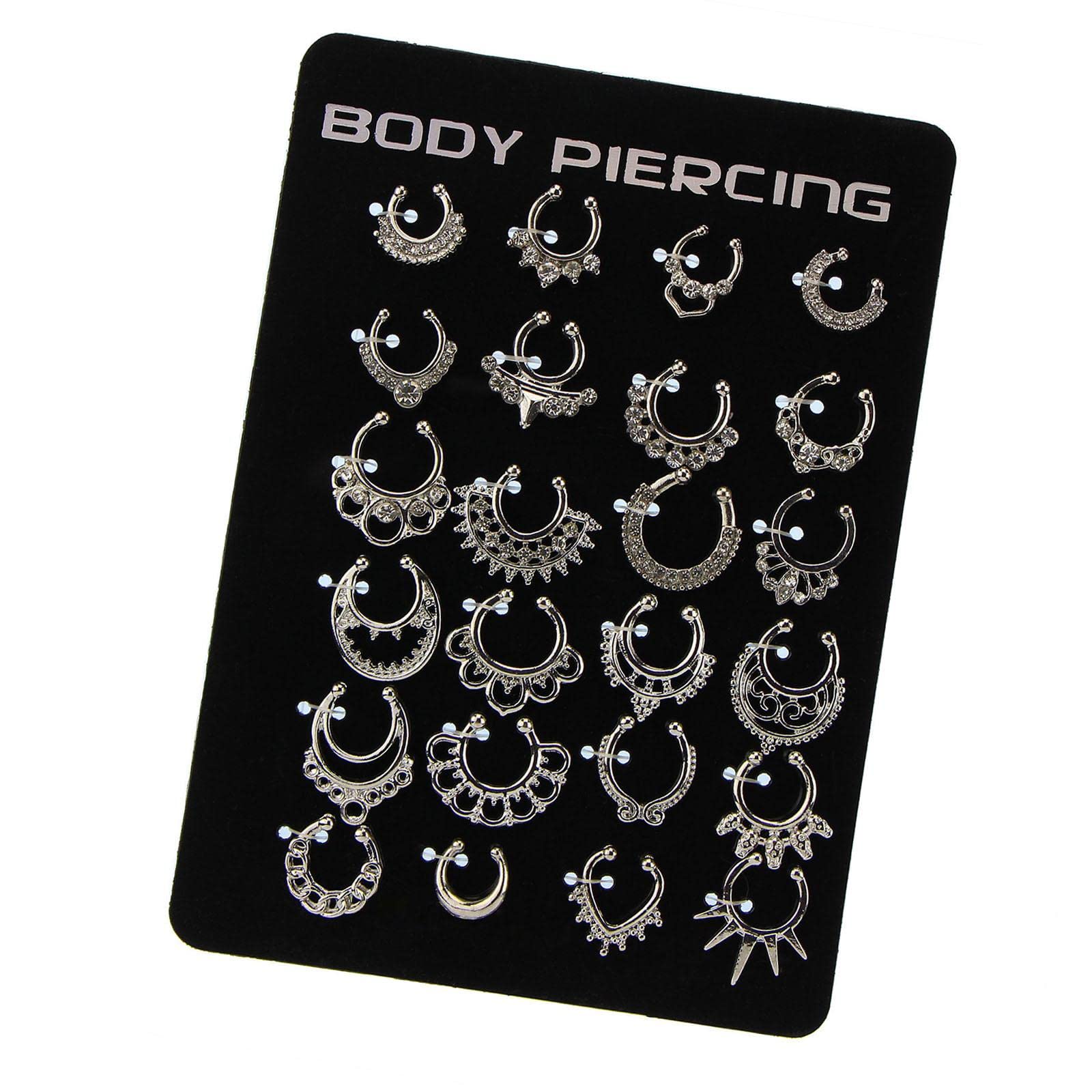 C Shape Nose Rings - Silver Septum Hanger Clip for Nose Piercing | Hypoallergenic Body Jewelry for Women & Men | Perfect for Parties, Festivals & Everyday Wear