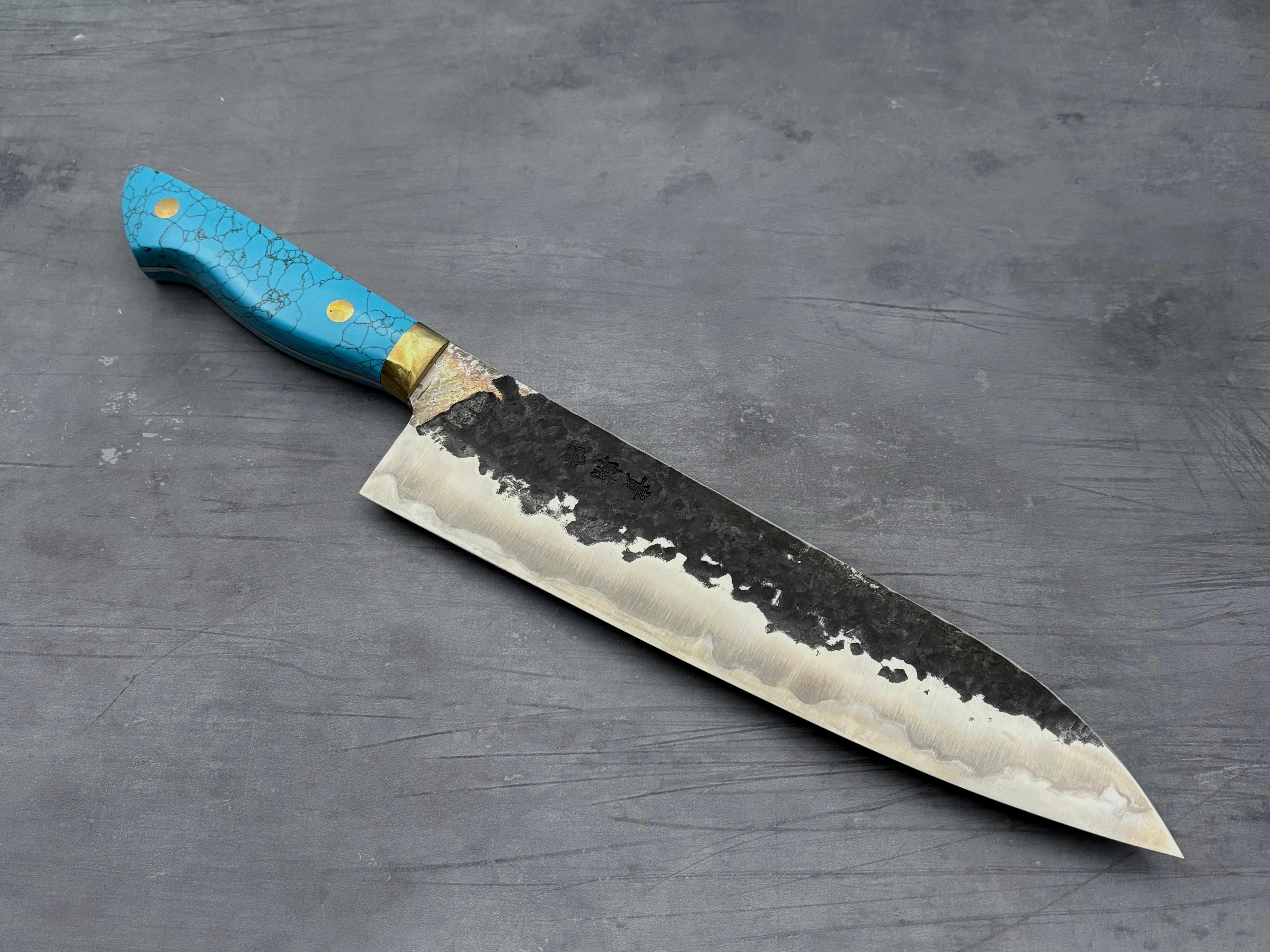 Premium Japanese Gyuto Knife 240mm - Kisuke Manaka Nakamura White #2 Steel - Perfect for Sushi, Meat Slicing & Professional Kitchen Use