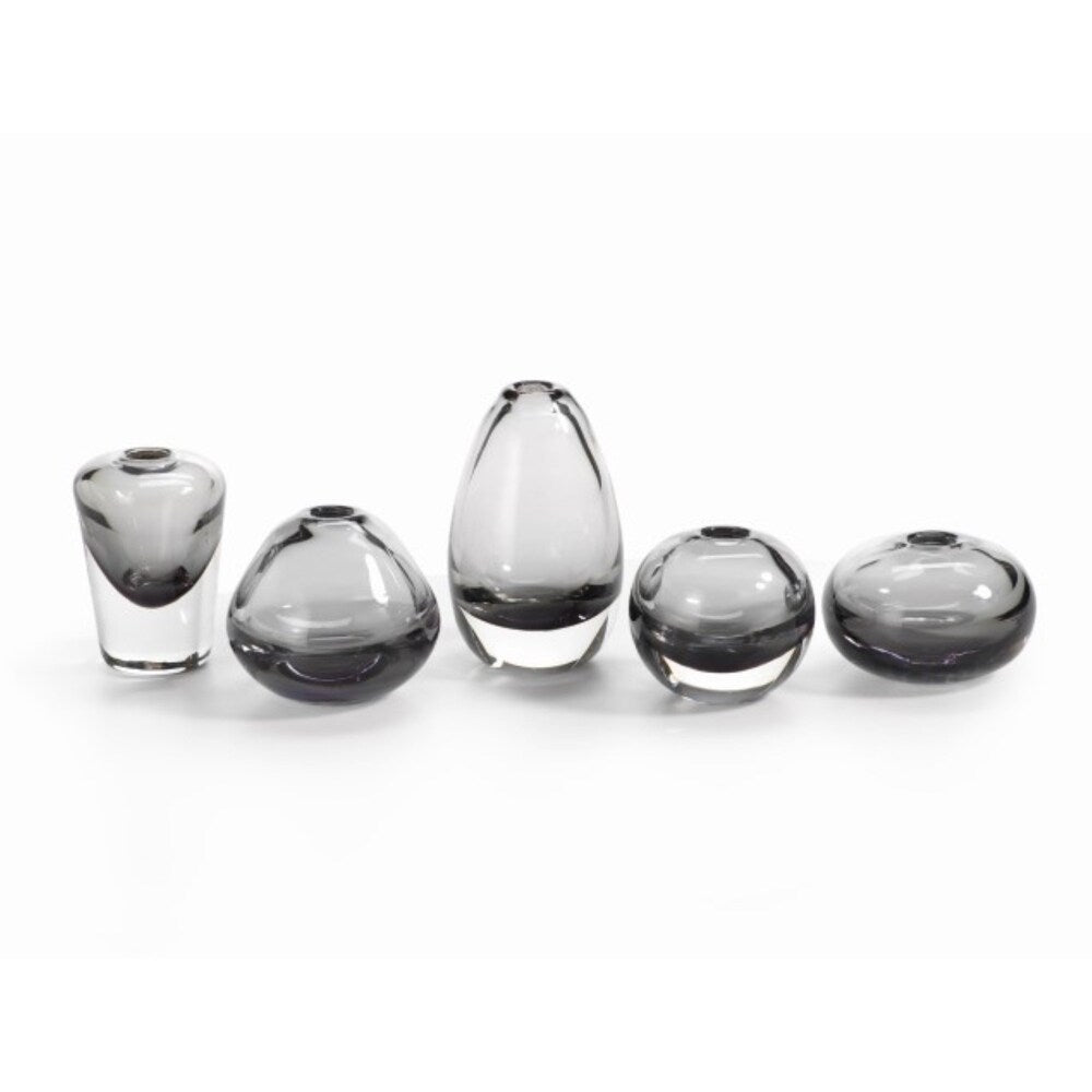 Araceli Smoke Glass Vase Set of 5 - Elegant Flower Vases for Home Decor, Wedding Centerpieces & Tabletop Display