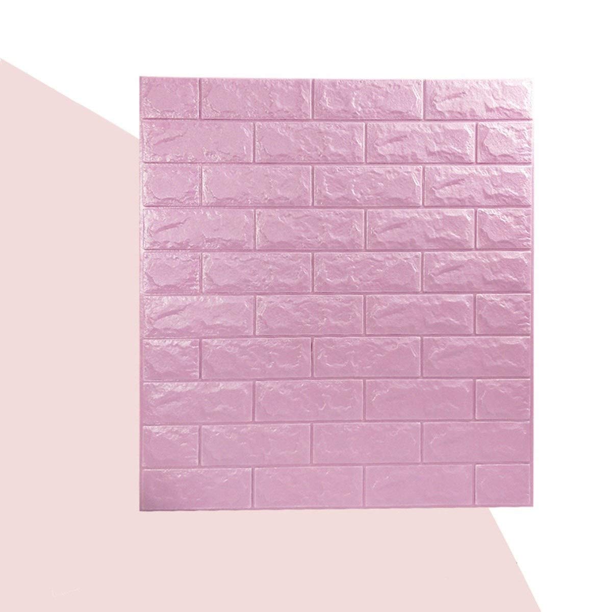 3D Brick Wall Stickers - Self Adhesive Wall Panels, DIY Removable Wallpaper for Soundproofing - Pink 70x77cm (10 Pack) - Perfect for Living Room, Bedroom, Bar, TV Wall and Office Decoration