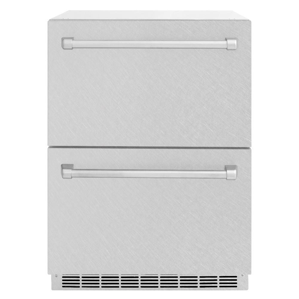 ZLINE 24 Inch Stainless Steel Outdoor Refrigerator Drawer - 168 Can Capacity, Dual Zone Cooling, Touchstone Series (RDSO SN 24) - Perfect for Outdoor Kitchens, Patios, and Entertaining Areas