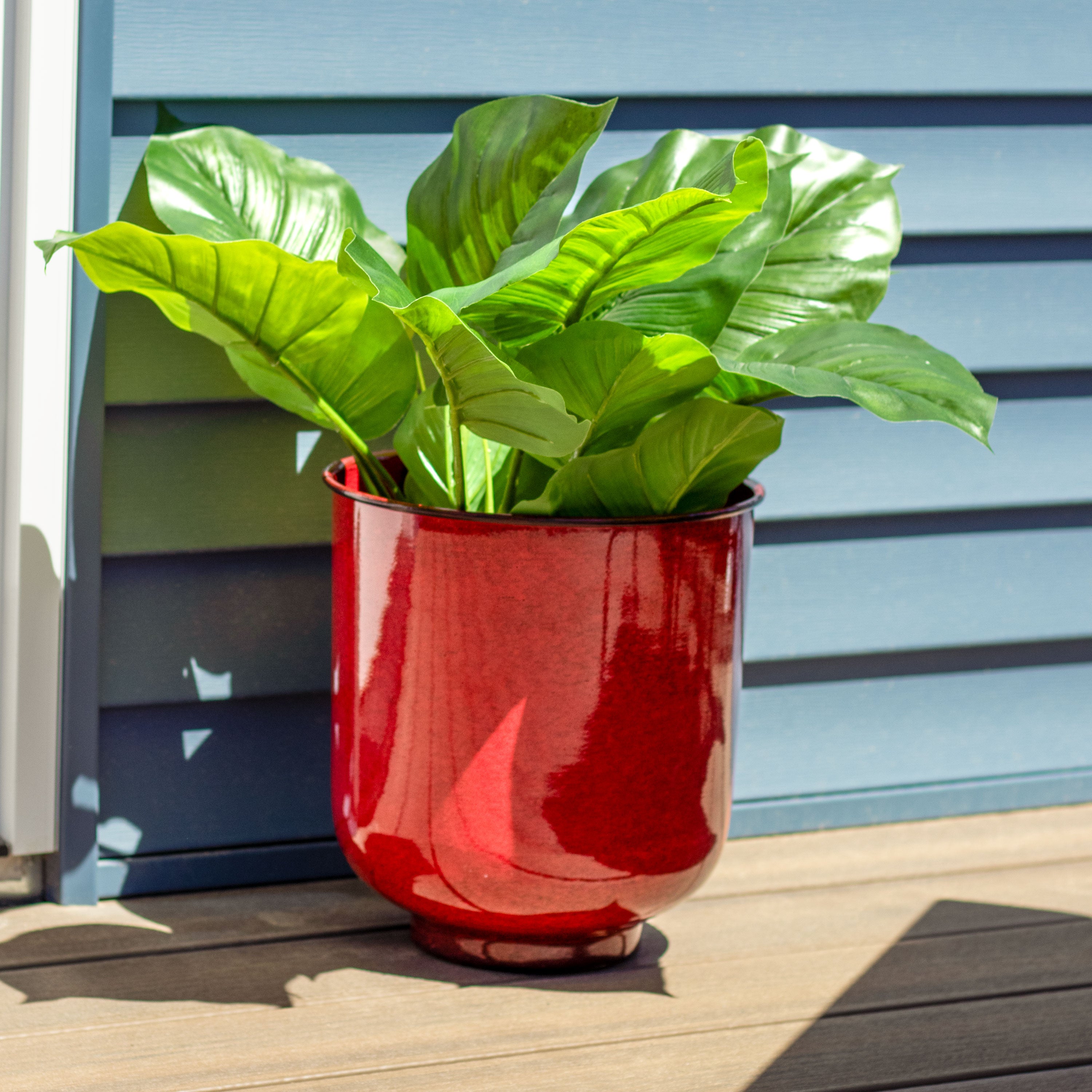 Sunnydaze Vivian Metal Outdoor Plant Pots - 11 Inch Rust-Resistant Garden Planter for Patio, Deck, or Balcony Decor - Perfect for Flowers, Succulents, and Herbs