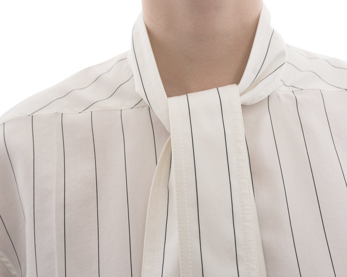 Celine Off-White Cotton Pinstripe Shirt Dress for Women Size M | Stylish Office Wear & Casual Outfit