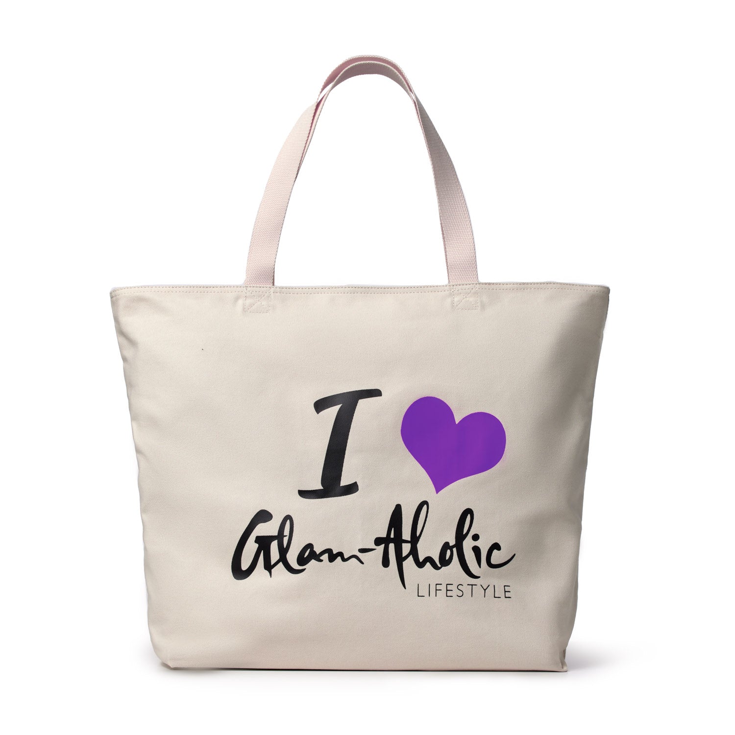 Premium Signature Logo Canvas Tote Bag - Stylish Purple Reusable Shopping Bag for Groceries, Beach, Work & Travel