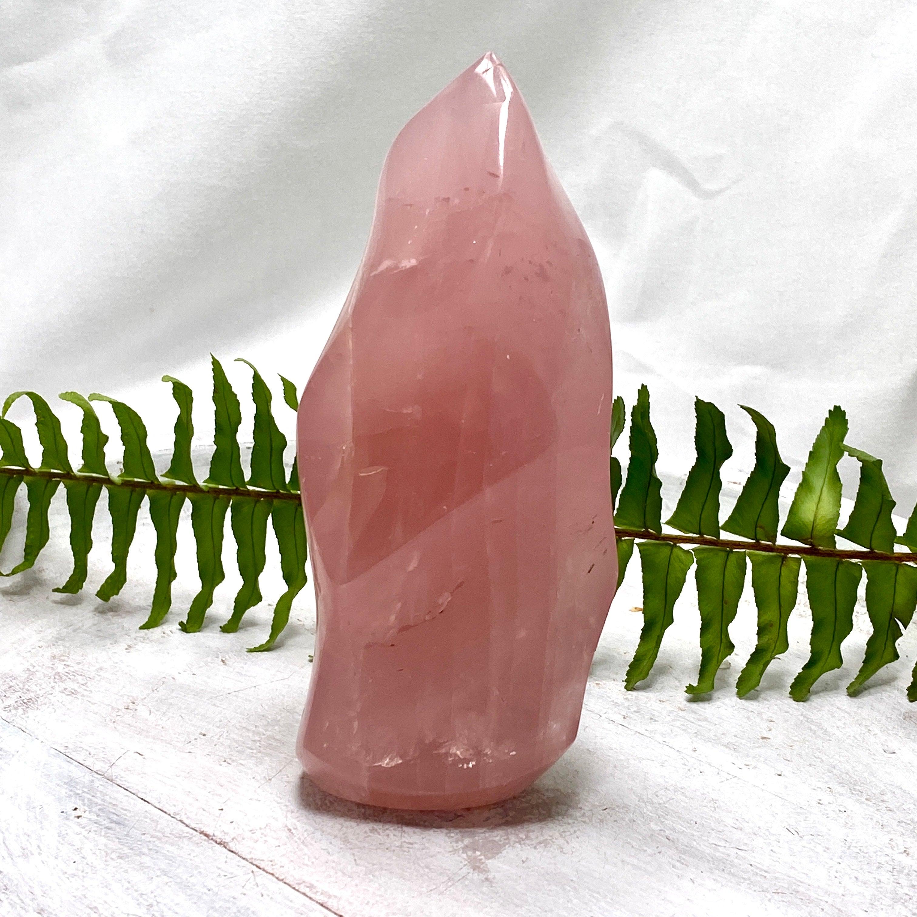 Rose Quartz Flame RQFL 02 - Natural Healing Crystal for Home Decor, Meditation & Spiritual Energy - Perfect for Yoga Rooms, Bedside Tables & Office Spaces