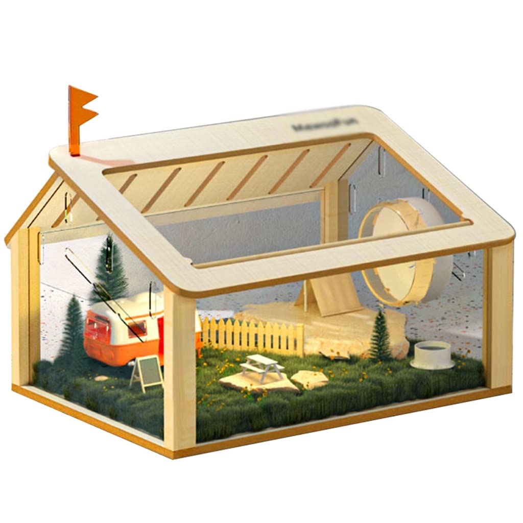 Premium Reptile Terrarium & Small Animal Habitat - Transparent Luxury Villa Cage for Hamsters, Rabbits, Guinea Pigs | Top Ventilation Design | Perfect for Home, Classroom & Pet Store Displays