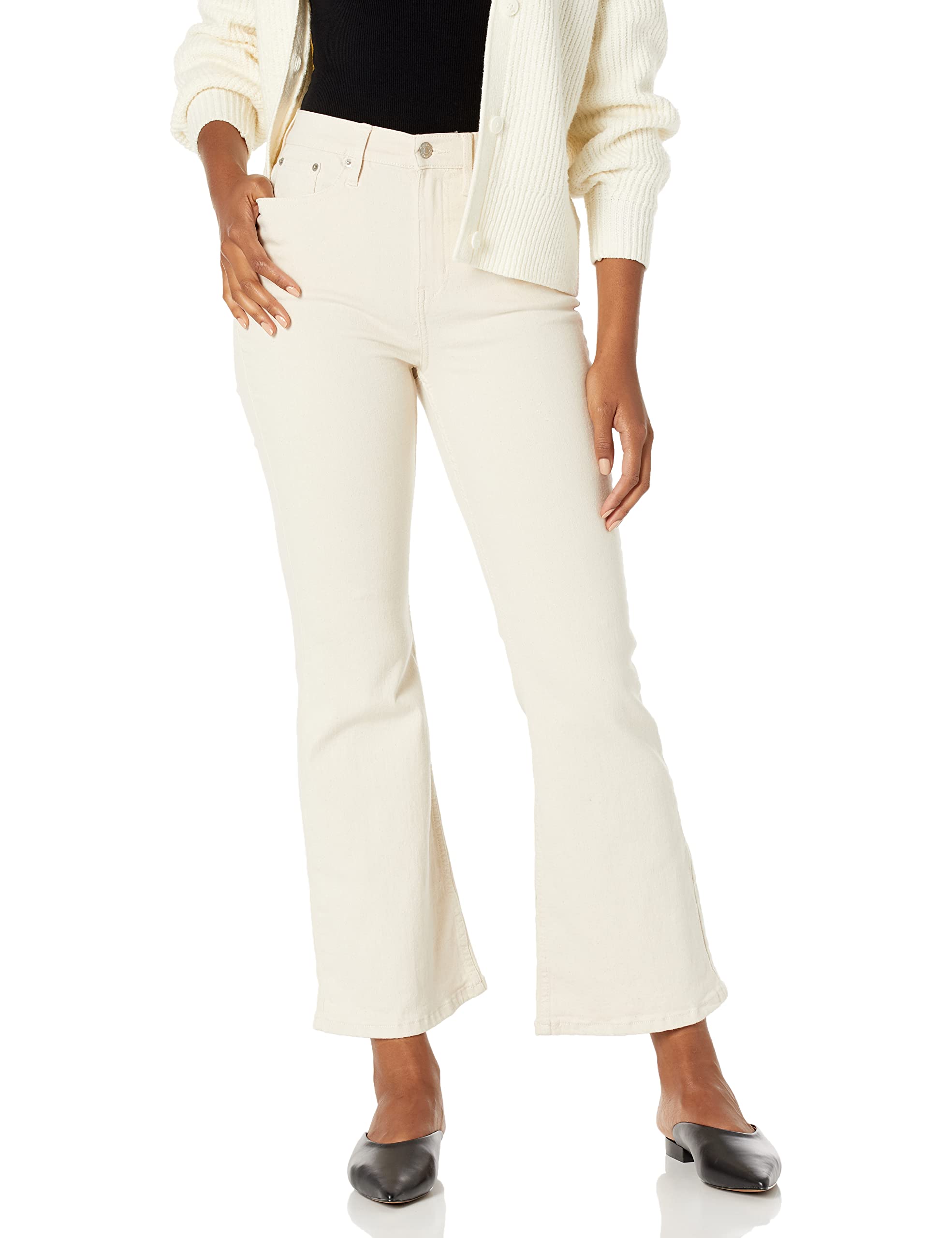 Calvin Klein Women's Super High Rise Side Split Flare Jeans - Stretchy Denim Pants for Casual Wear & Night Out