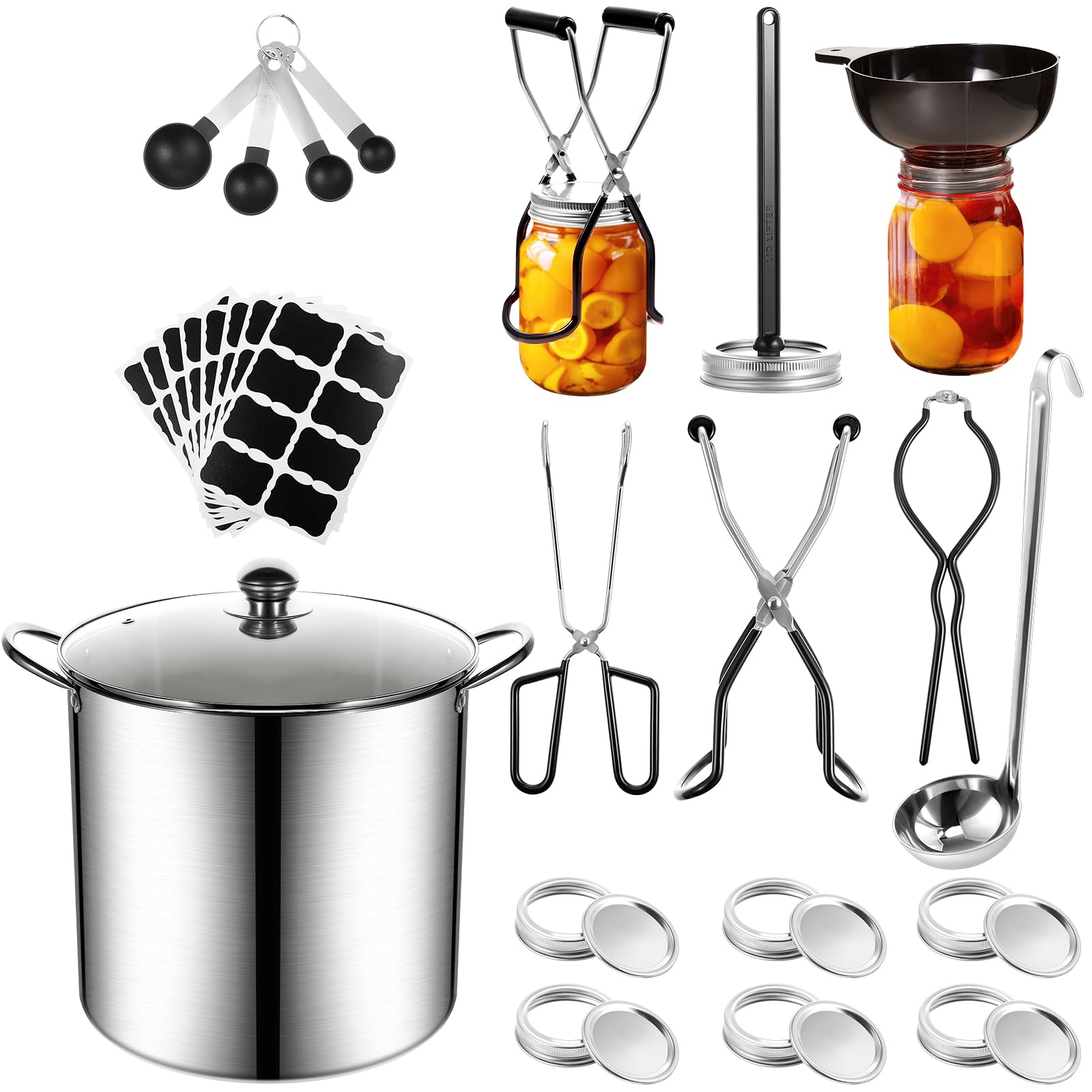 22-Piece Canning Supplies Starter Kit - 21.5 Qt Stainless Steel Water Bath Canner Pot with Lid & Essential Tools Set for Beginners - Perfect for Home Canning, Preserving Fruits, Vegetables, Jams & Pickles