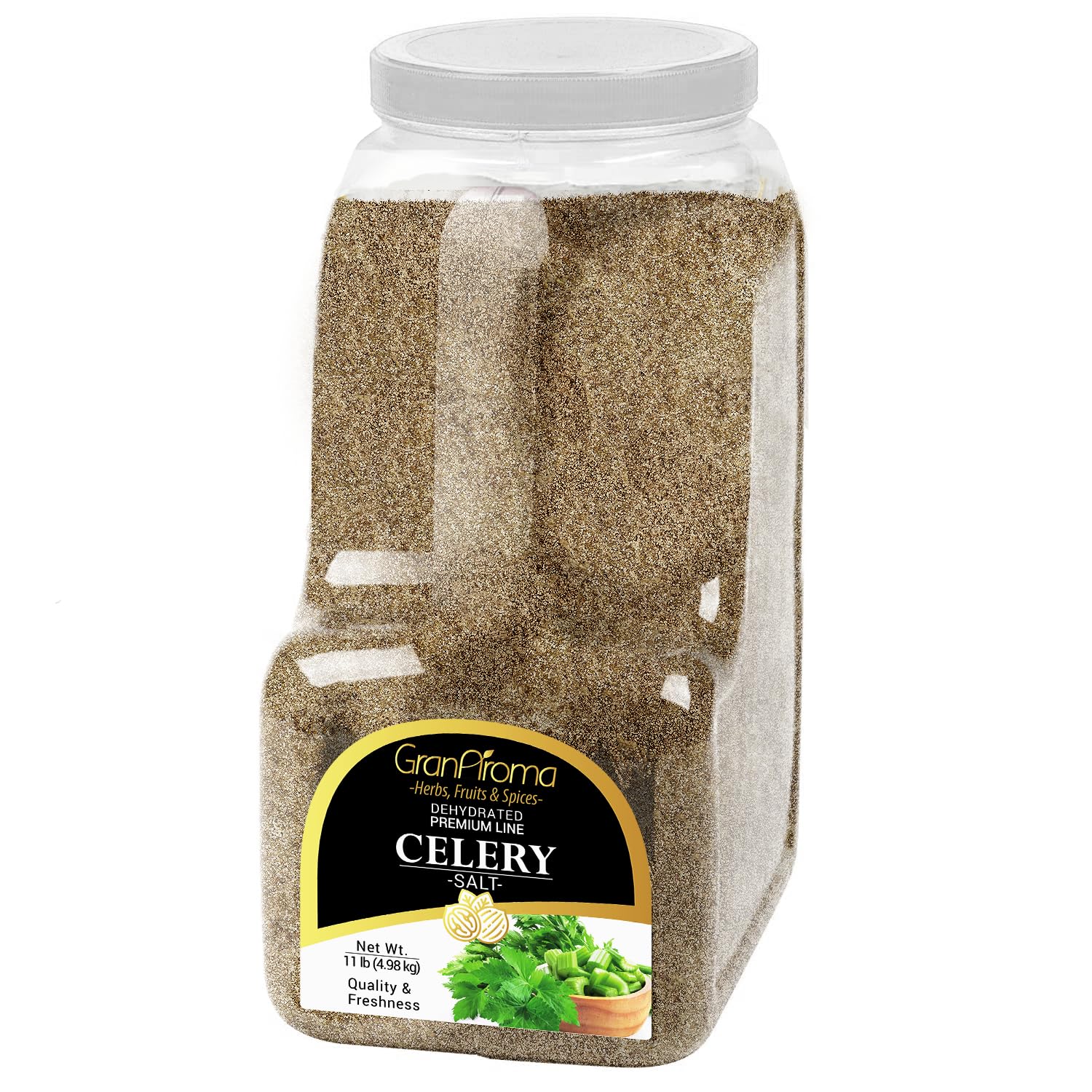 GranAroma Premium Celery Salt - 11 lb Bulk Size | Traditional Seasoning for Cooking | Bold Flavor Enhancer | Ideal for Soups, Stews, BBQ Rubs & Bloody Mary Cocktails