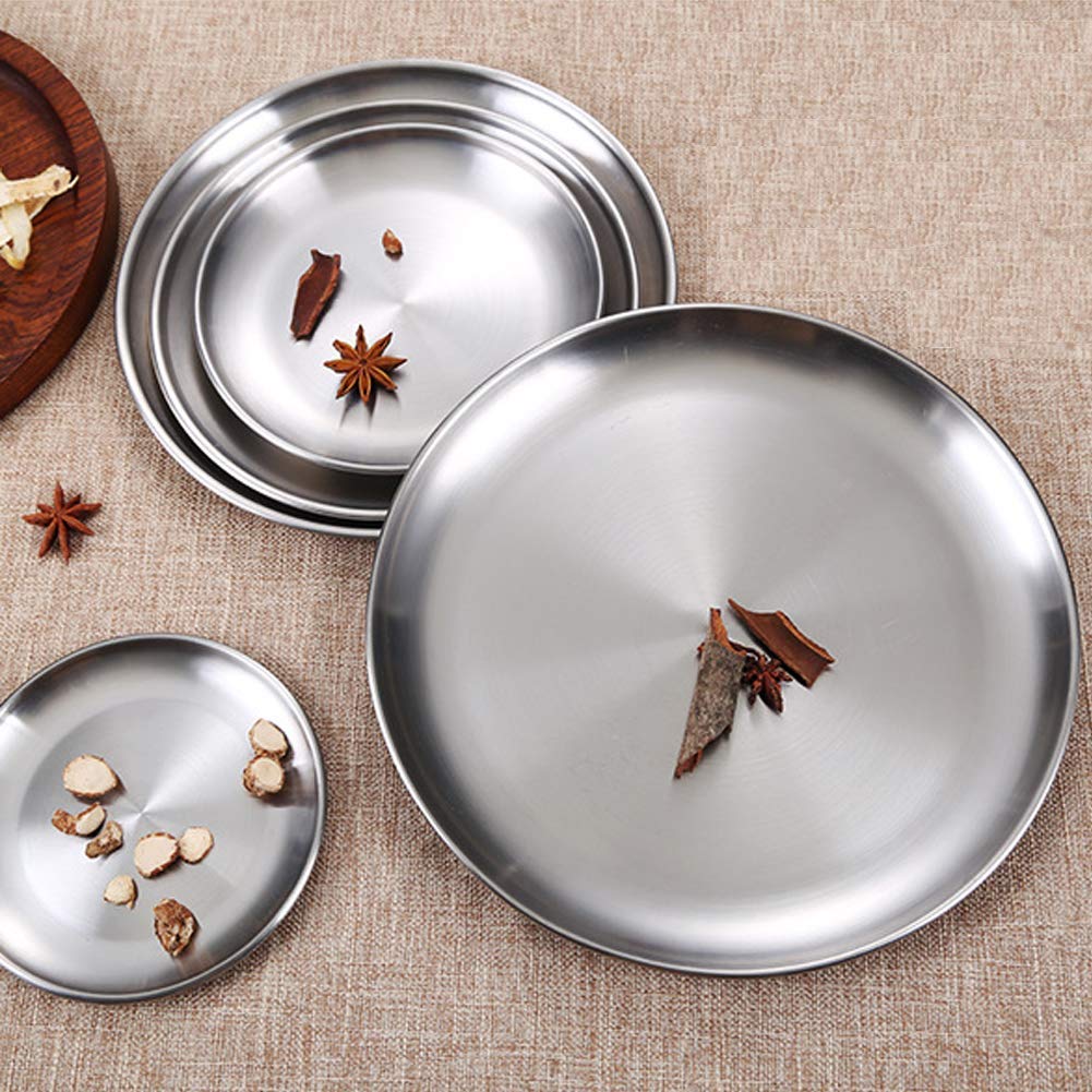 Premium 10 Inch Stainless Steel Dinner Plates - 2-Pack Reusable Metal Plates for Picnic, Camping, BBQ & Steak | Dishwasher Safe & Shatterproof | Ideal for Outdoor Dining, Parties & Everyday Use