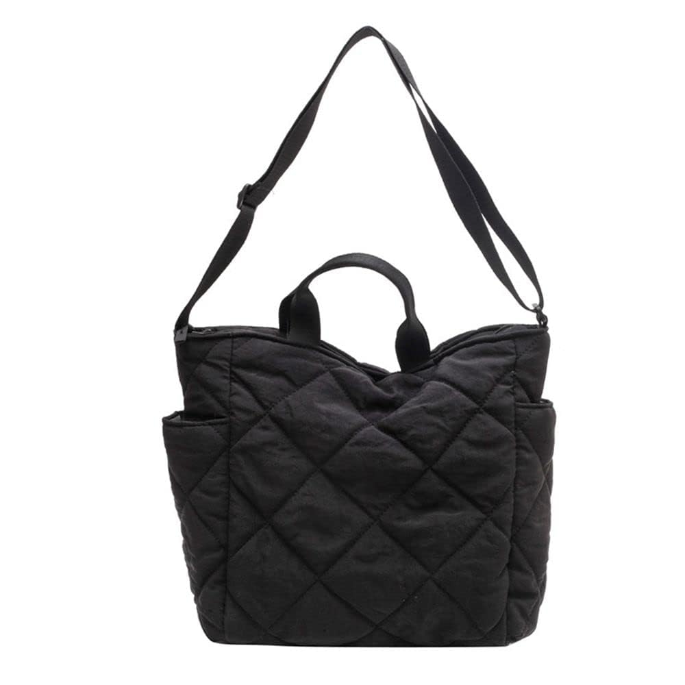GRPKSSIB Quilted Tote Bag for Women - Lightweight Puffer Shoulder Bag & Hobo Crossbody Bag - Casual Nylon Padded Handbag for Work, Travel & Shopping