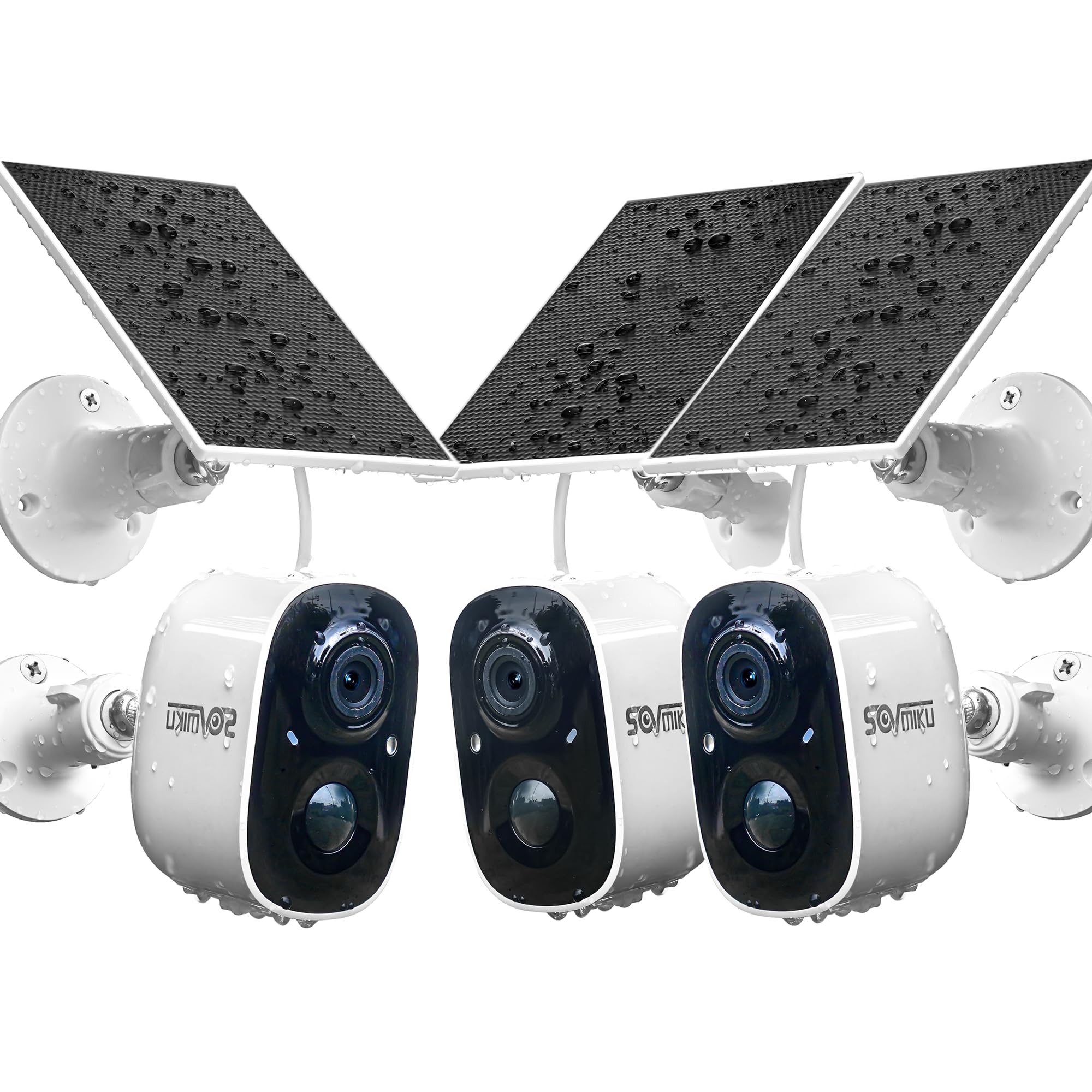SOVMIKU 3CG6 2K Wireless Solar Security Camera Outdoor - PIR Motion Detection, Battery Powered, Easy Setup, 2-Way Audio, Alarm Siren, 2.4GHz WiFi, Color Night Vision, SD Card Slot - Ideal for Home Security, Garage Monitoring & Backyard Surveillance