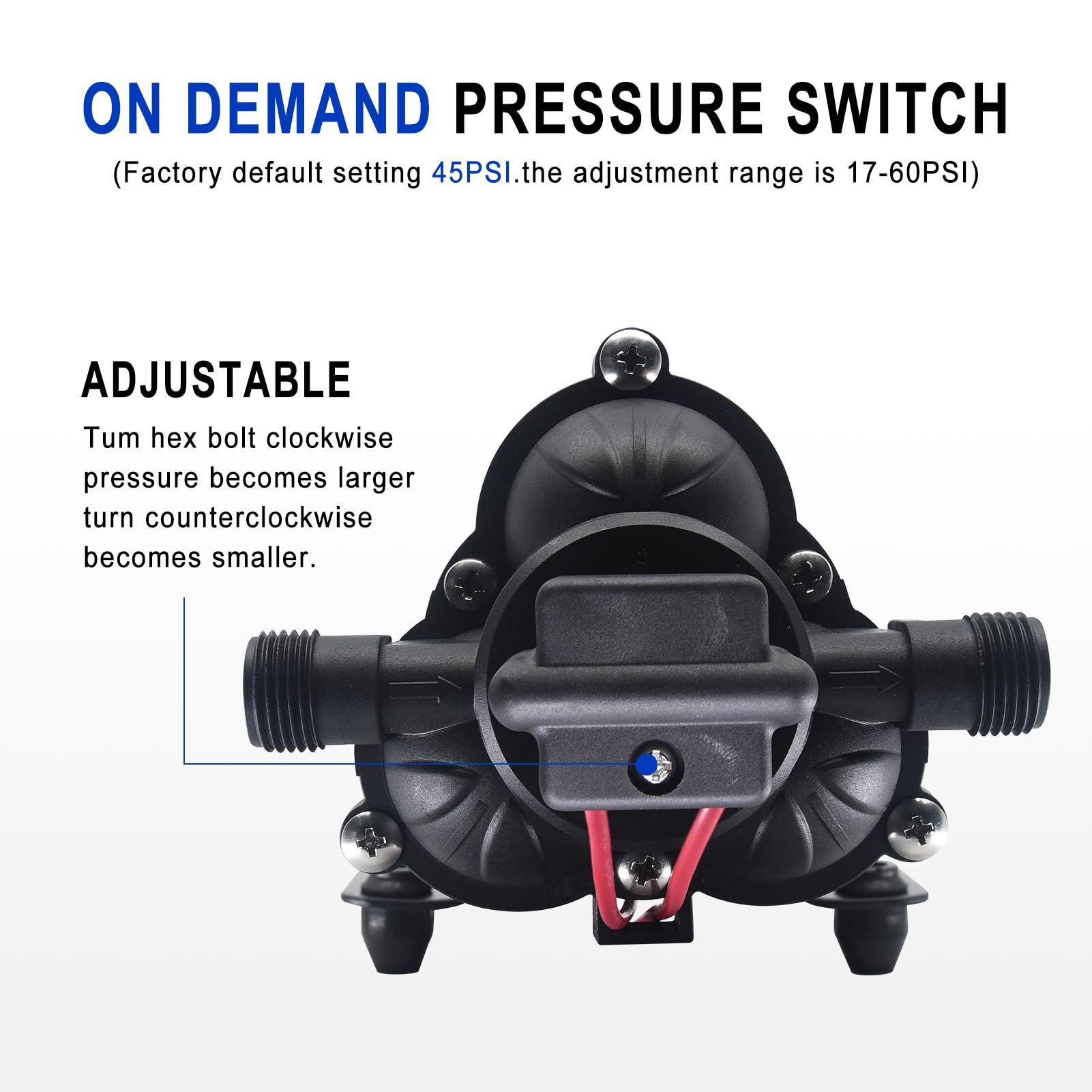 12V Water Pressure Booster Pump for RV - 4GPM 45PSI Self-Priming Diaphragm Transfer Pump | Portable Power Water Pump for Boats, Campers, Garden Hose, Lawn Sprinkler & Irrigation Systems | Ideal for Outdoor, Marine & Home Water Pressure Solutions
