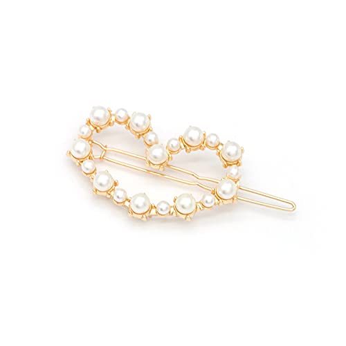 HOMEMATES 3 Pcs Pearl Hair Clips for Women - Rhinestone Crystal Letter Hair Pins, Golden Hair Clips for Girls & Women, Elegant Hair Accessories for Parties, Weddings & Daily Wear (Random Style)
