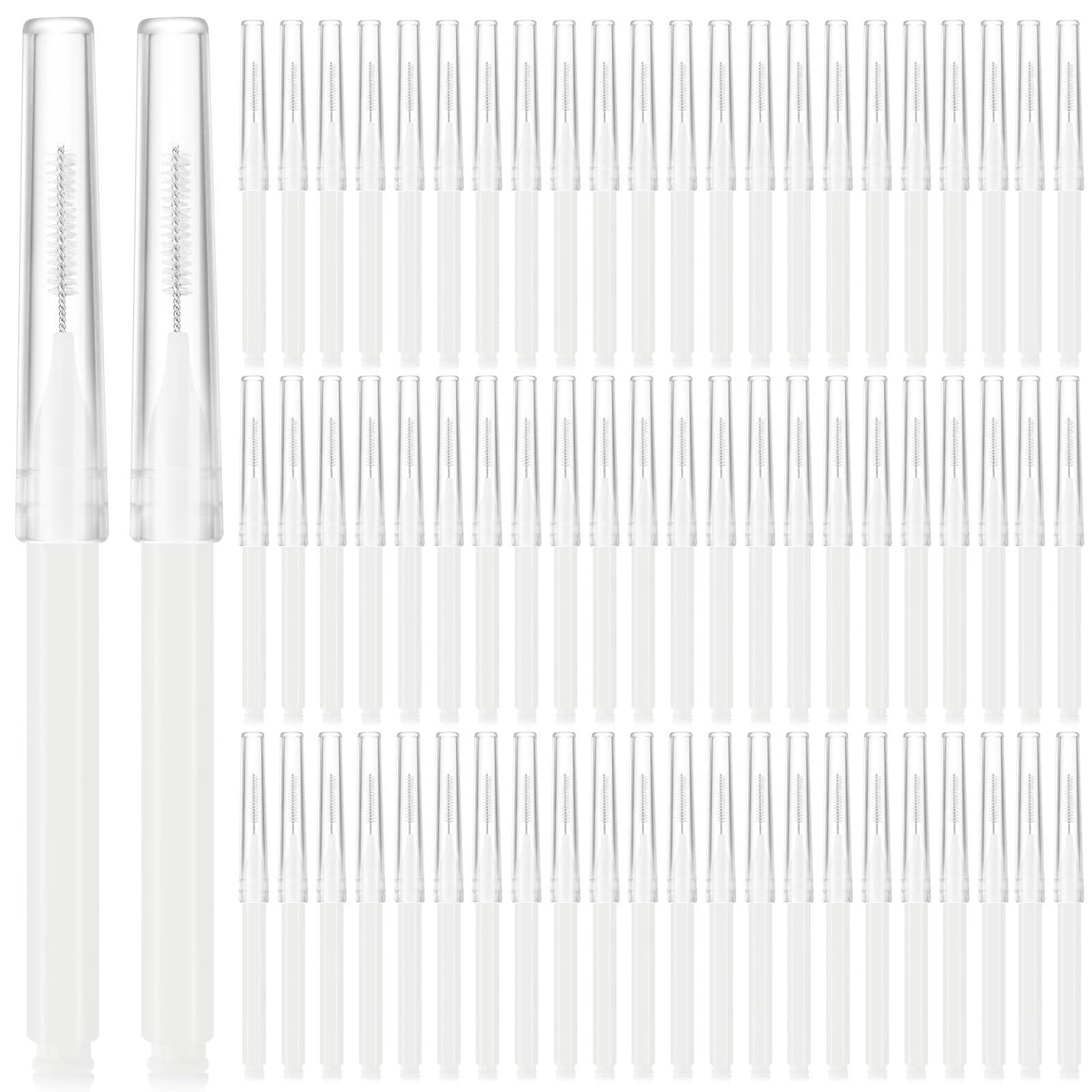 100 Pieces Micro Eyebrow Brushes with Caps - Professional Brow Lamination Brushes, Eyelash Brushes & Multifunctional Micro Lash Combs for Eyebrow & Eyelash Extensions (White) - Perfect for Salon, Home Use & Professional Makeup Artists