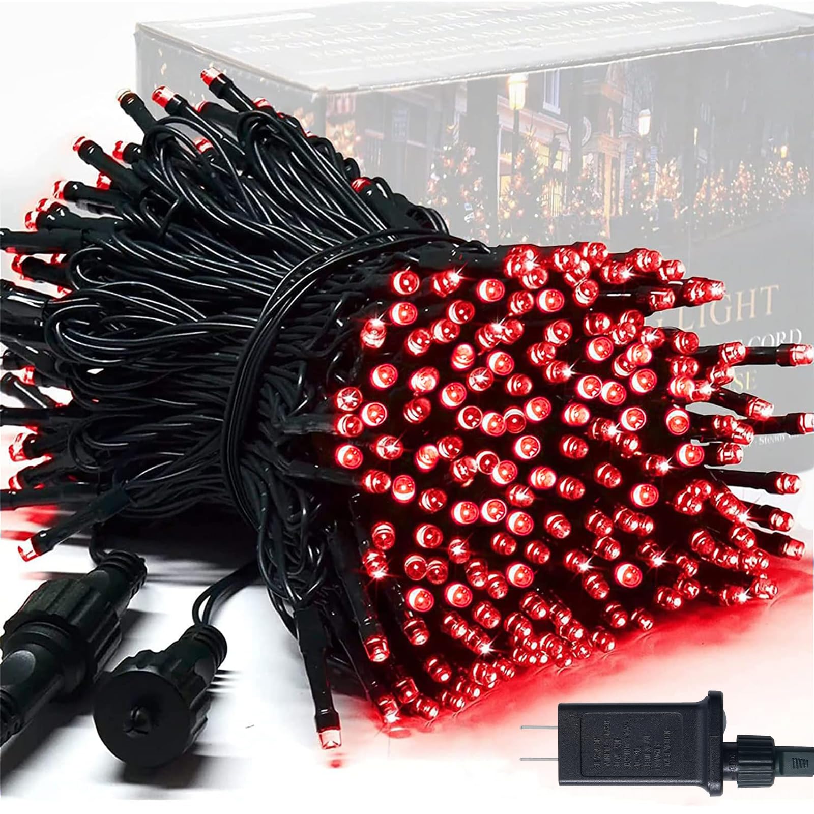 JMEXSUSS 250 LED Red String Lights - 91.5ft Waterproof for Christmas & Party Decor