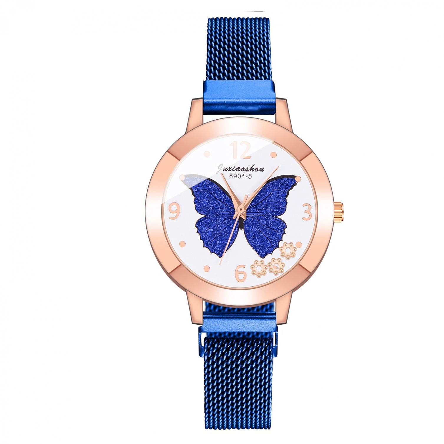 Elegant Butterfly Roman Numeral Quartz Watch for Women - Stainless Steel Strap, Round Dial Analog Wristwatch | Perfect for Office, Party & Everyday Wear