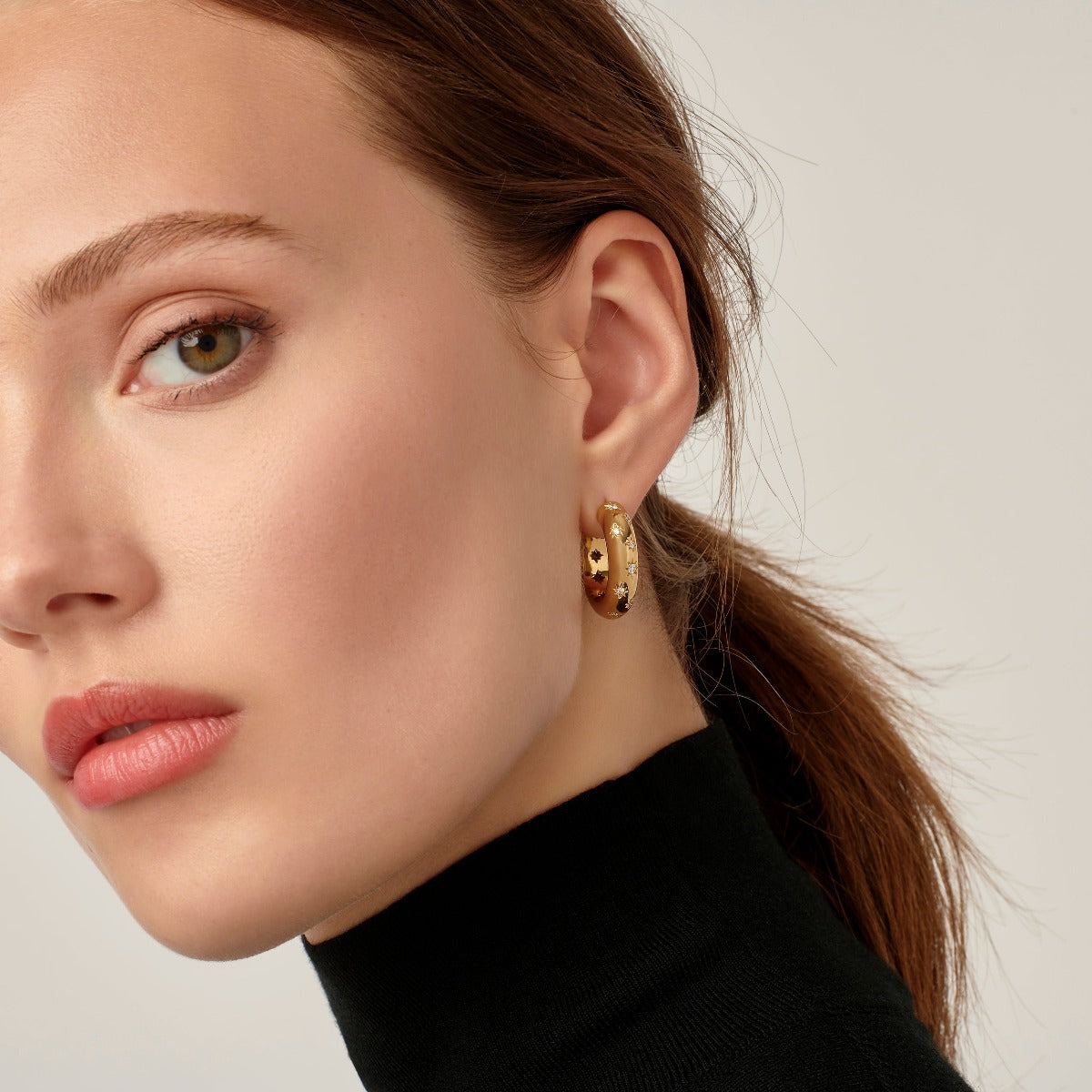 Temple St. Clair Cosmos Hoop Earrings - 18K Gold Plated Dainty Hoops for Women | Perfect for Everyday Wear, Date Night & Special Occasions