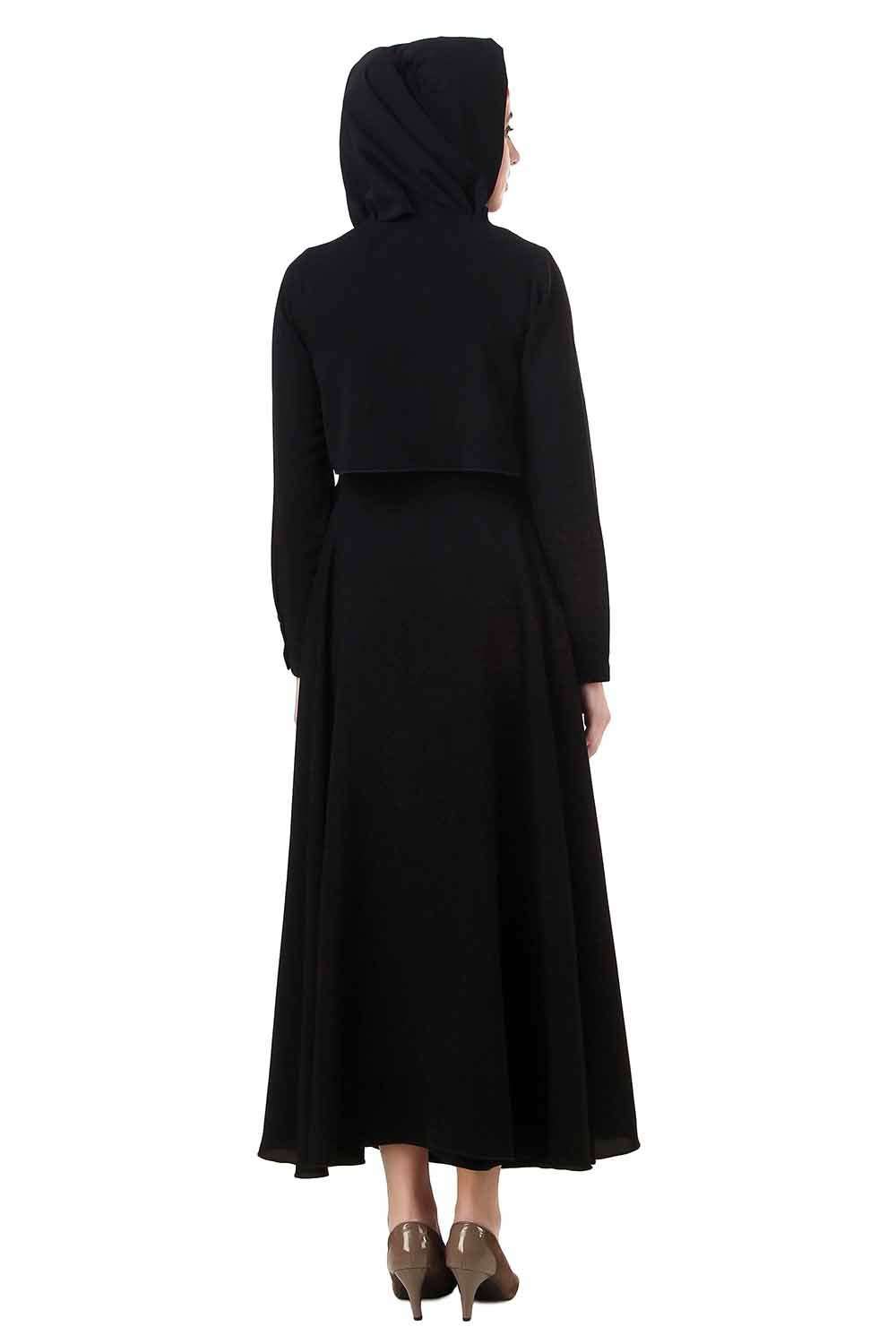 Black Crop Top Dual Layer Nida Abaya AY 705 - Modest Muslim Fashion for Women | Perfect for Prayer, Eid, and Special Occasions