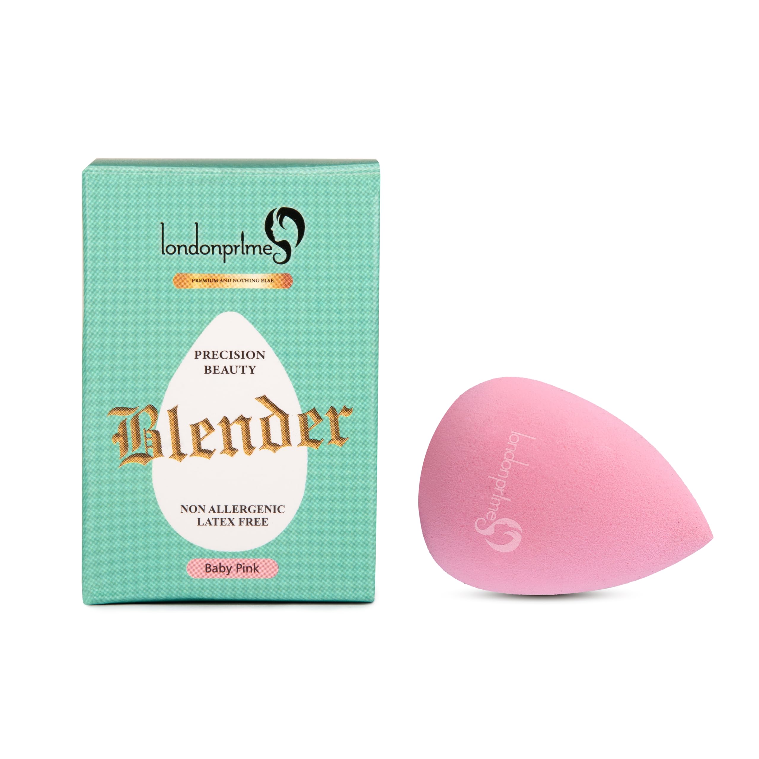 London Prime Precision Beauty Blender Sponge - Baby Pink Makeup Sponge for Flawless Foundation & Concealer Application - Perfect for Professional Makeup Artists & Home Use