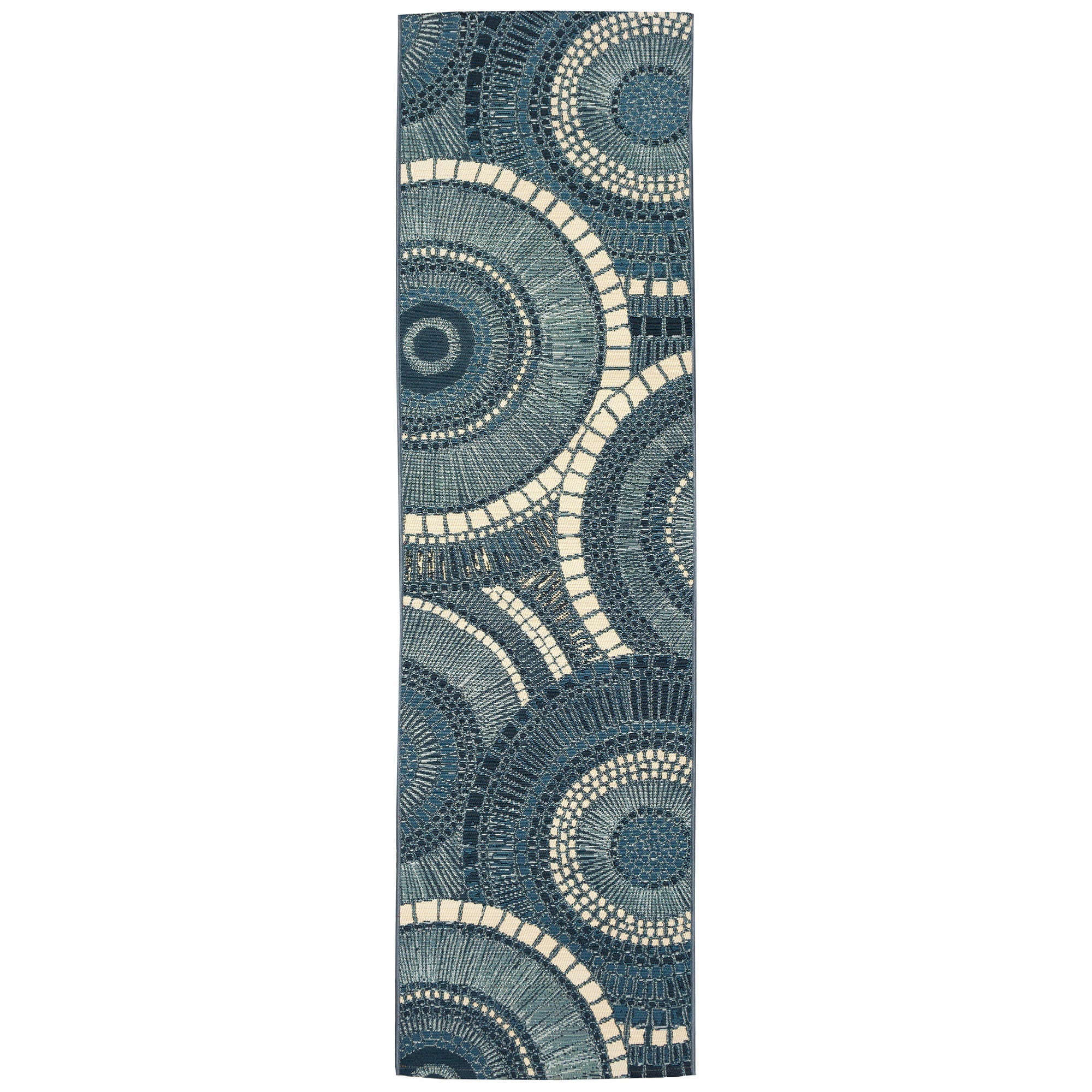 Liora Manne Marina Circles Indoor/Outdoor Area Rug - Blue Delft Design for Living Room, Patio & Bedroom Decor