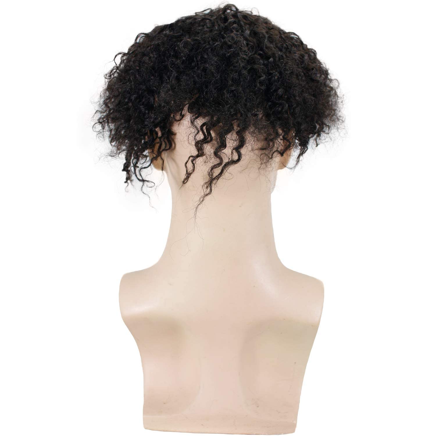 Dreambeauty Men's Toupee 100% Remy Human Hair - Natural Black Curly Hair Replacement System with Thin Skin Mono Net & PU Perimeter (10x8 Inch) | Realistic Hairpiece for Thinning Hair & Baldness Cover | Perfect for Daily Wear, Special Occasions & Cosplay