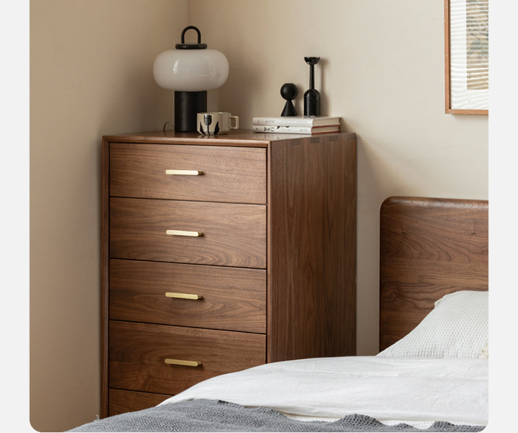 Solid Black Walnut Wood Dresser - 5-Drawer Chest for Bedroom & Living Room Storage | Handcrafted Hardwood Furniture for Home Organization & Decor