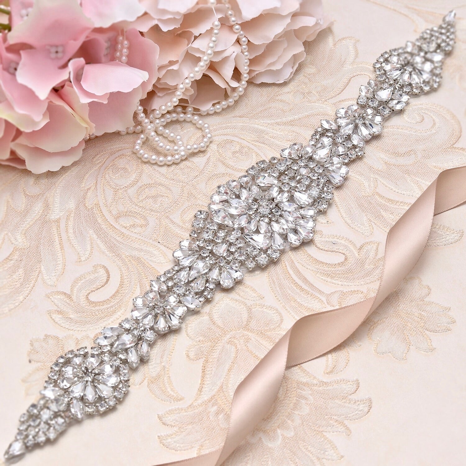 Lilian Silver Crystal Bridal Belt - Elegant Wedding Sash for Bride, Bridesmaids & Prom - Perfect for Weddings, Formal Events & Special Occasions