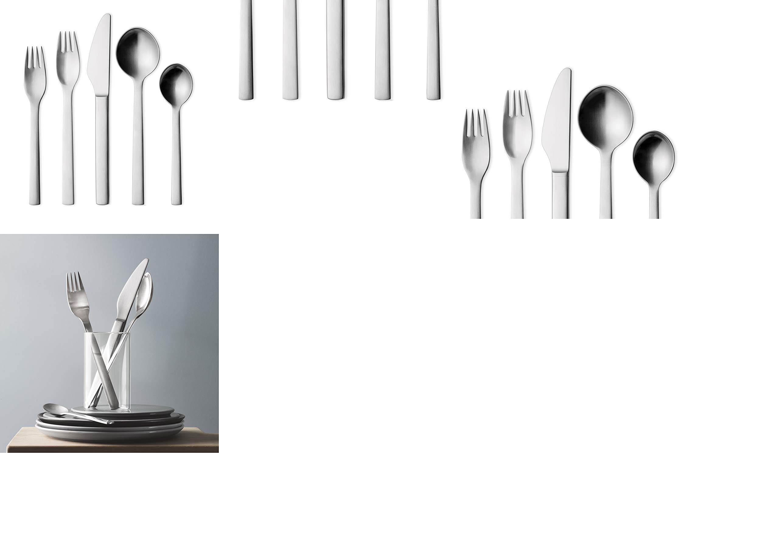 Georg Jensen New York 5-Piece Stainless Steel Flatware Set - 18/8 Premium Cutlery for Dining - Perfect for Everyday Use & Elegant Dinner Parties