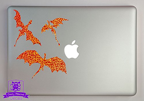 3 Dragons Flying Vinyl Decal Sticker - 4 Inch Orange Metal Flake Design for Car, Truck, Window, Laptop, Phone, Electronics - Waterproof & Durable for Outdoor & Indoor Use