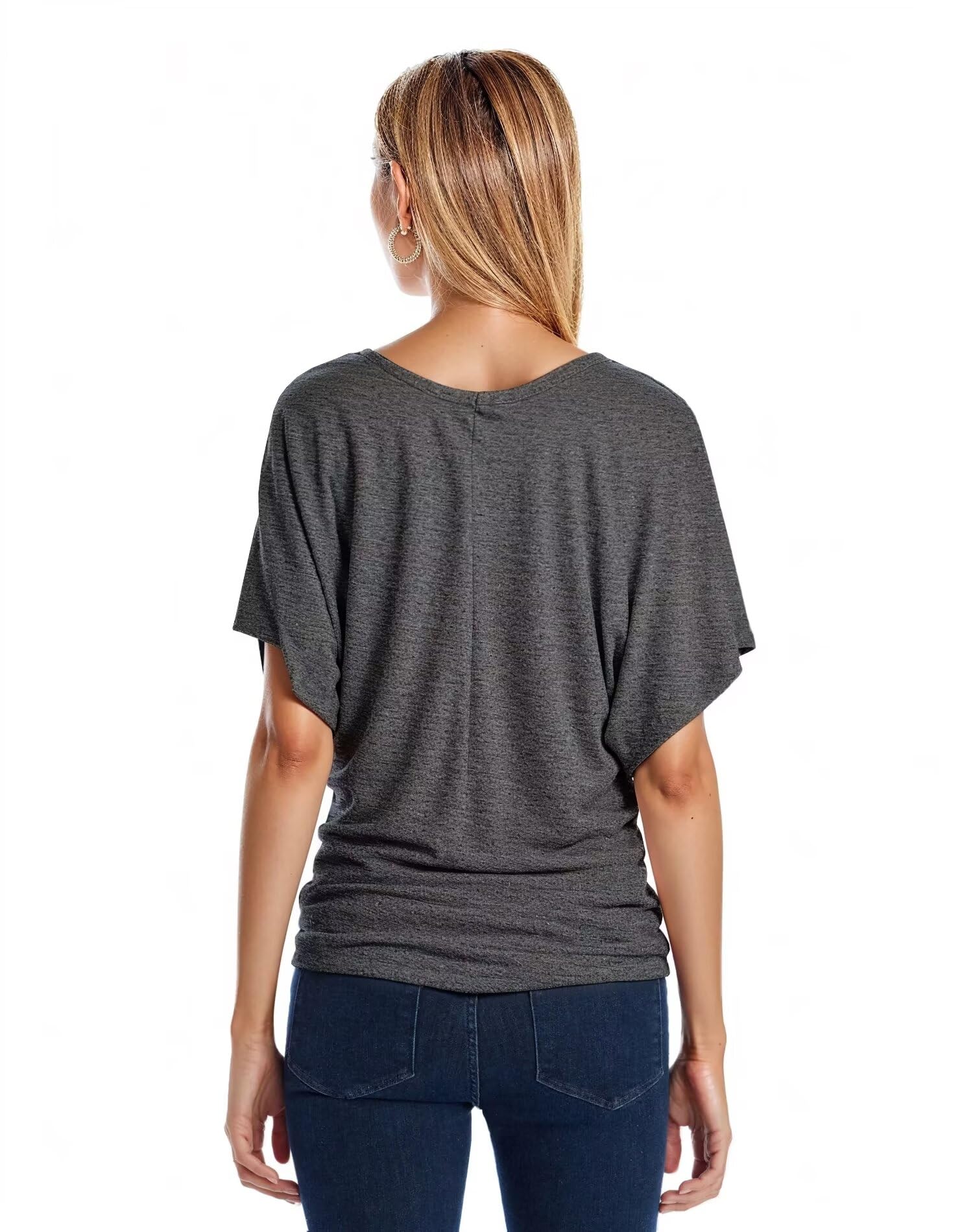 Hybrid & Company Women's Super Comfy Boat Neck Dolman Top Shirt - Soft Stretchy Casual Blouse for Everyday Wear, Work & Weekend Outfits