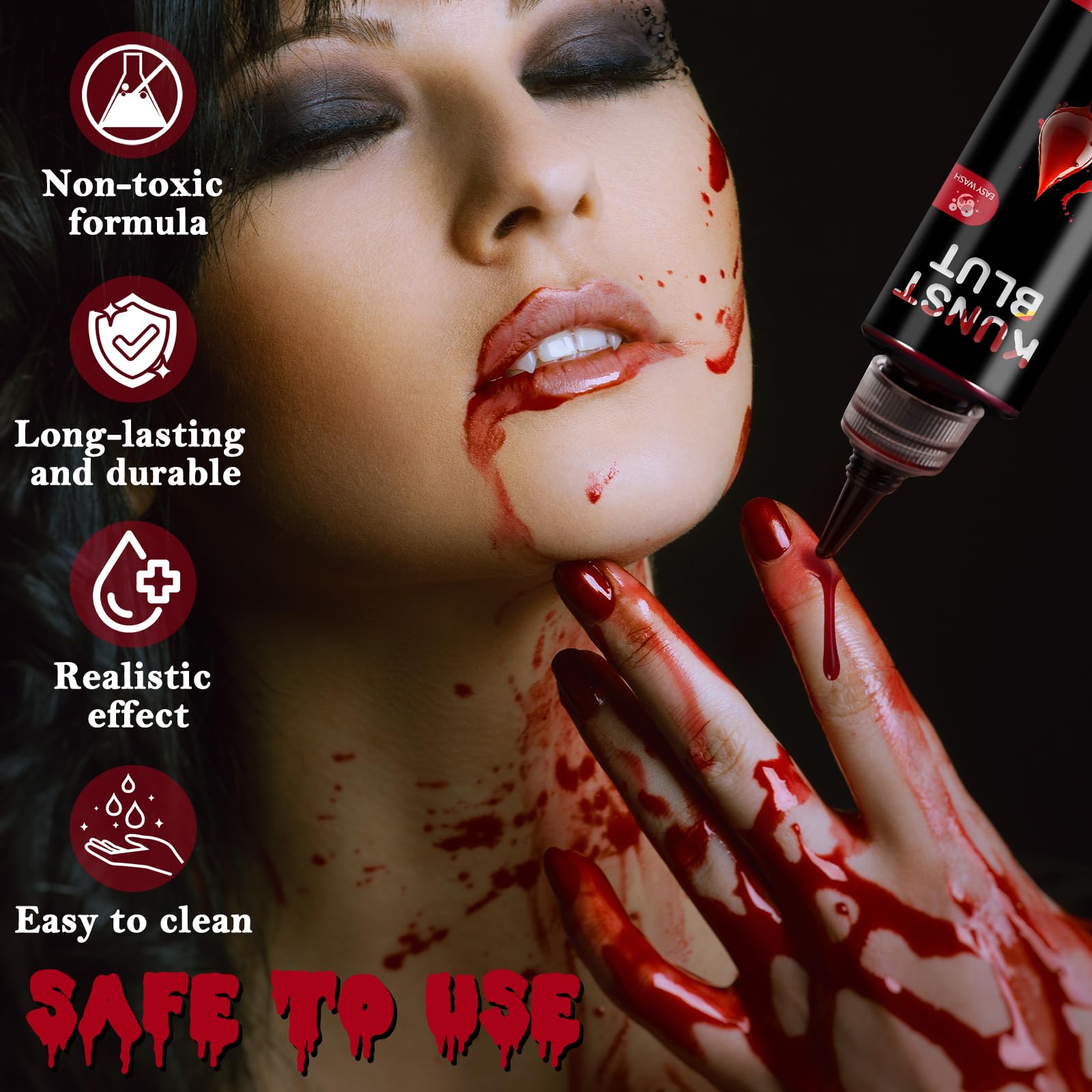 Fake Blood Makeup Kit 50ml - Safe, Washable for Halloween & Cosplay