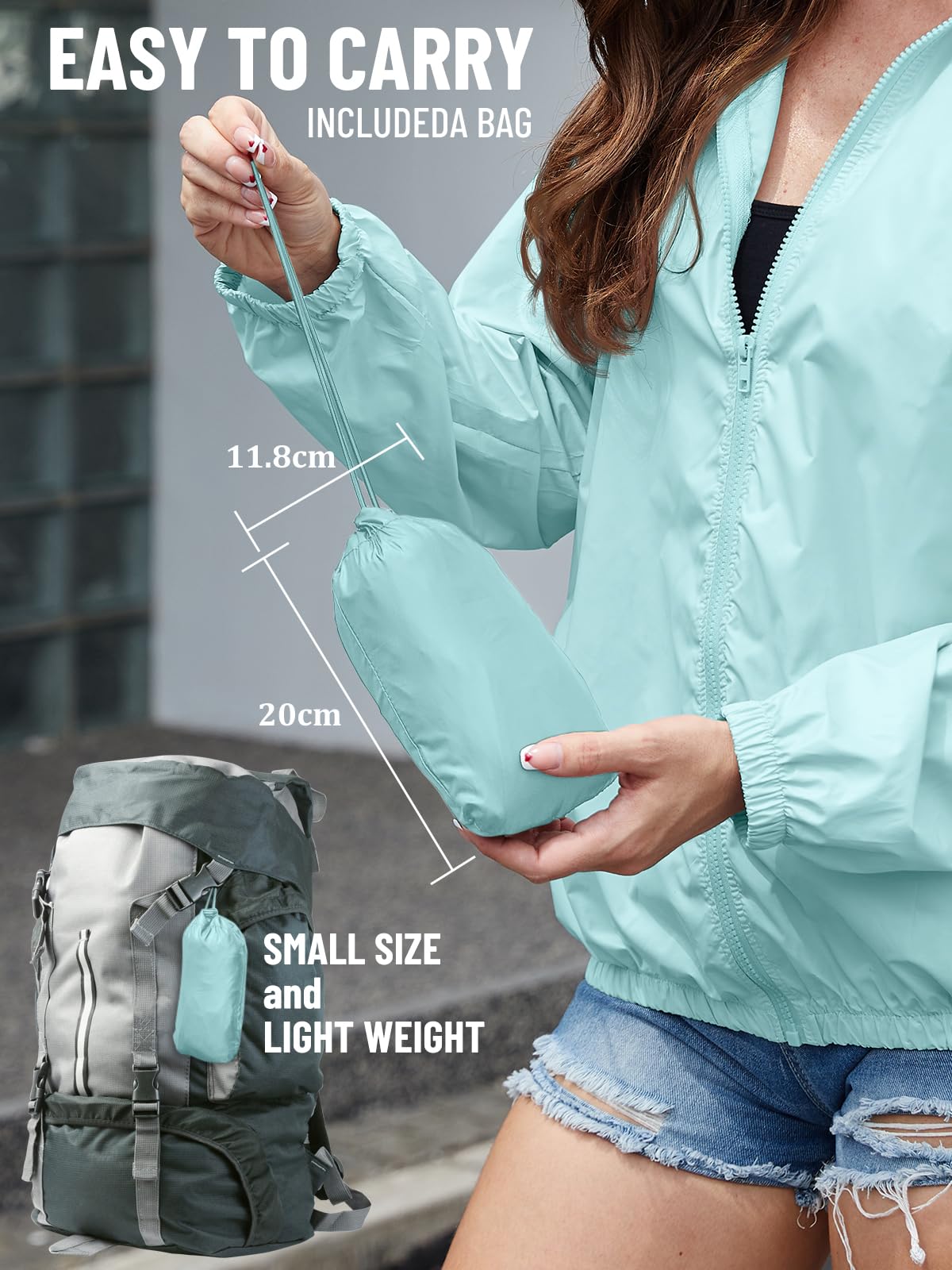 PITINAN Women's Lightweight Waterproof Rain Jacket with Hood & Pockets - Windproof Outdoor Windbreaker for Hiking, Camping & Travel