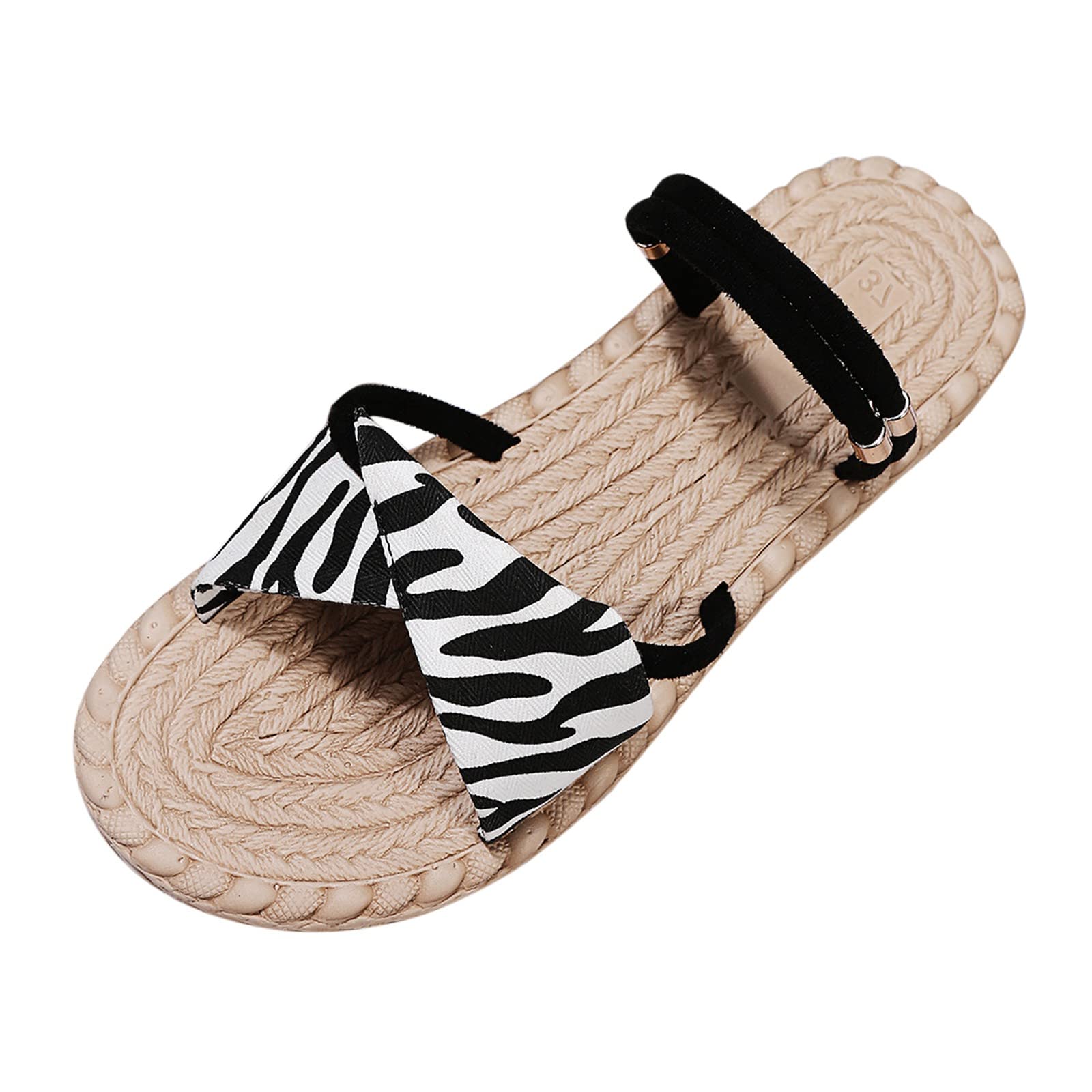 Women's Comfortable Flat Sandals - Breathable Slip-On Beach Slippers with Floral Print for Summer | Casual Open-Toe Shoes for Walking, Travel & Beach Vacations