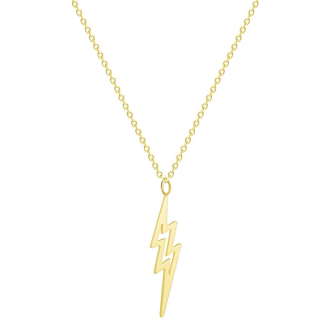 BELUCKIN Sterling Silver Lightning Bolt Necklace Pendant - Elegant Minimalist Jewelry for Women, Perfect for Everyday Wear & Gifts