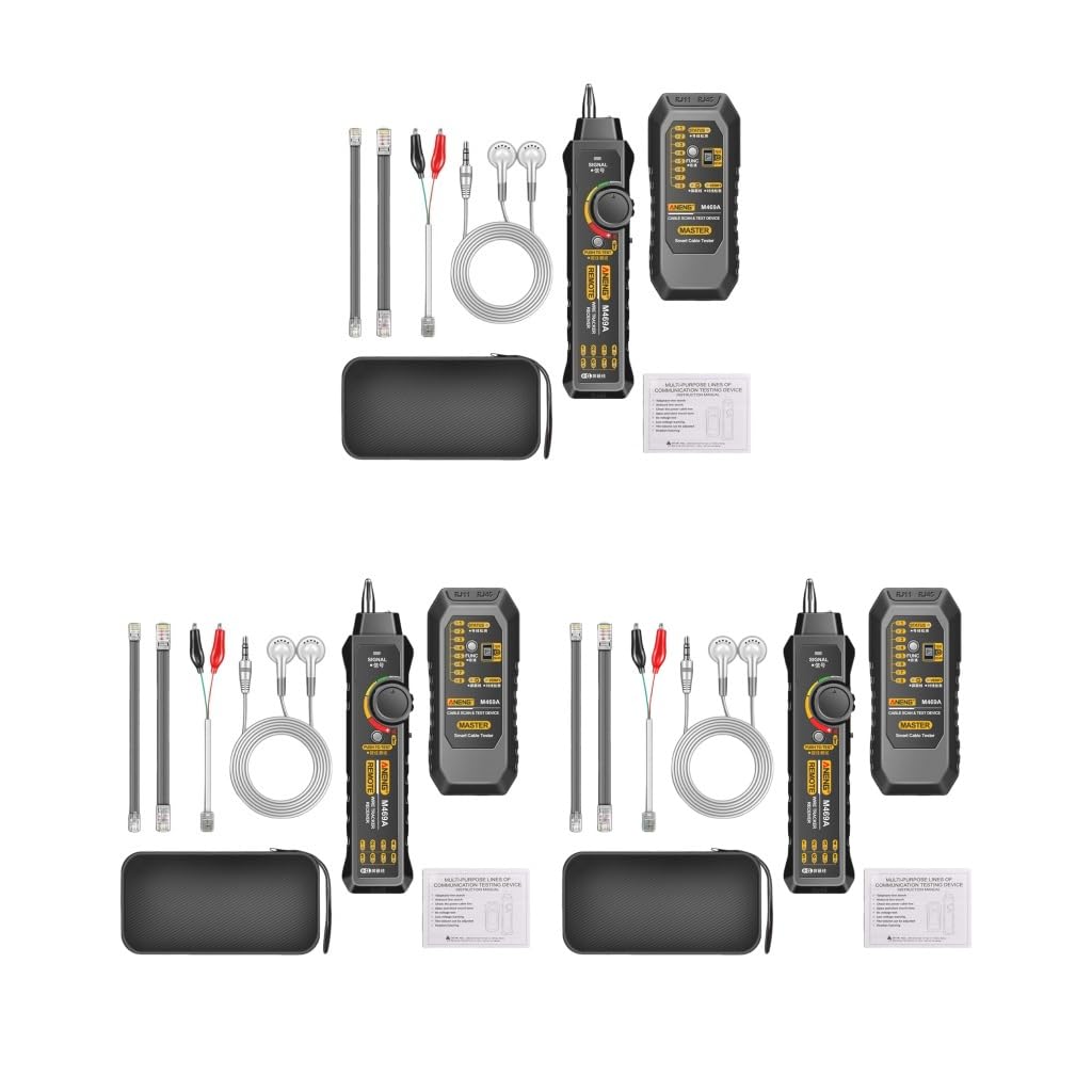 3-Pack Professional Network Cable Tester Kit - RJ45 & RJ11 Line Finder with Optical CAT Support - Perfect for IT Technicians, Network Installations & Home Office Setup (Black)