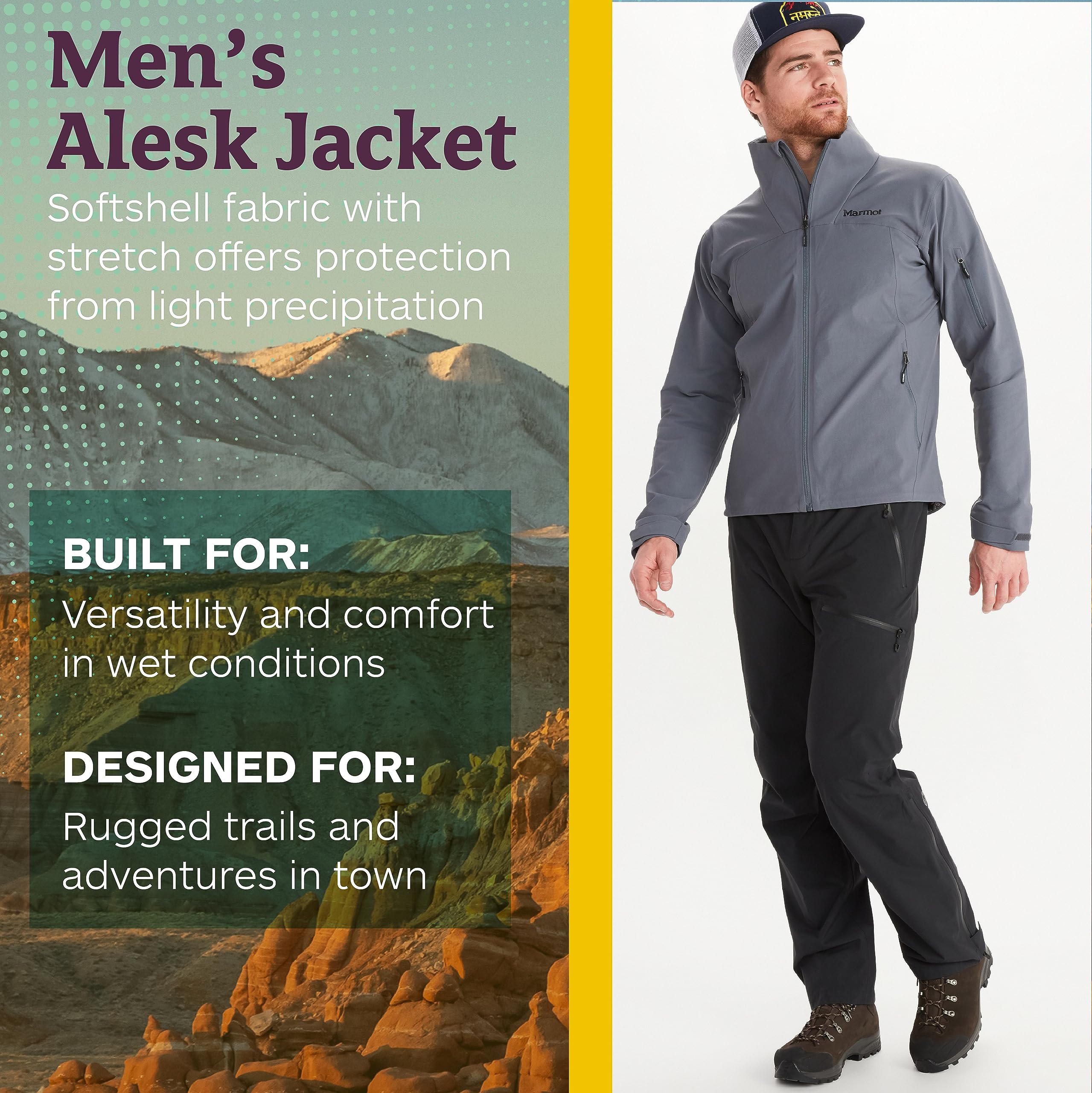 MARMOT Men's Alsek Jacket - Lightweight Water-Resistant Softshell Jacket for Hiking, Camping & Outdoor Adventures
