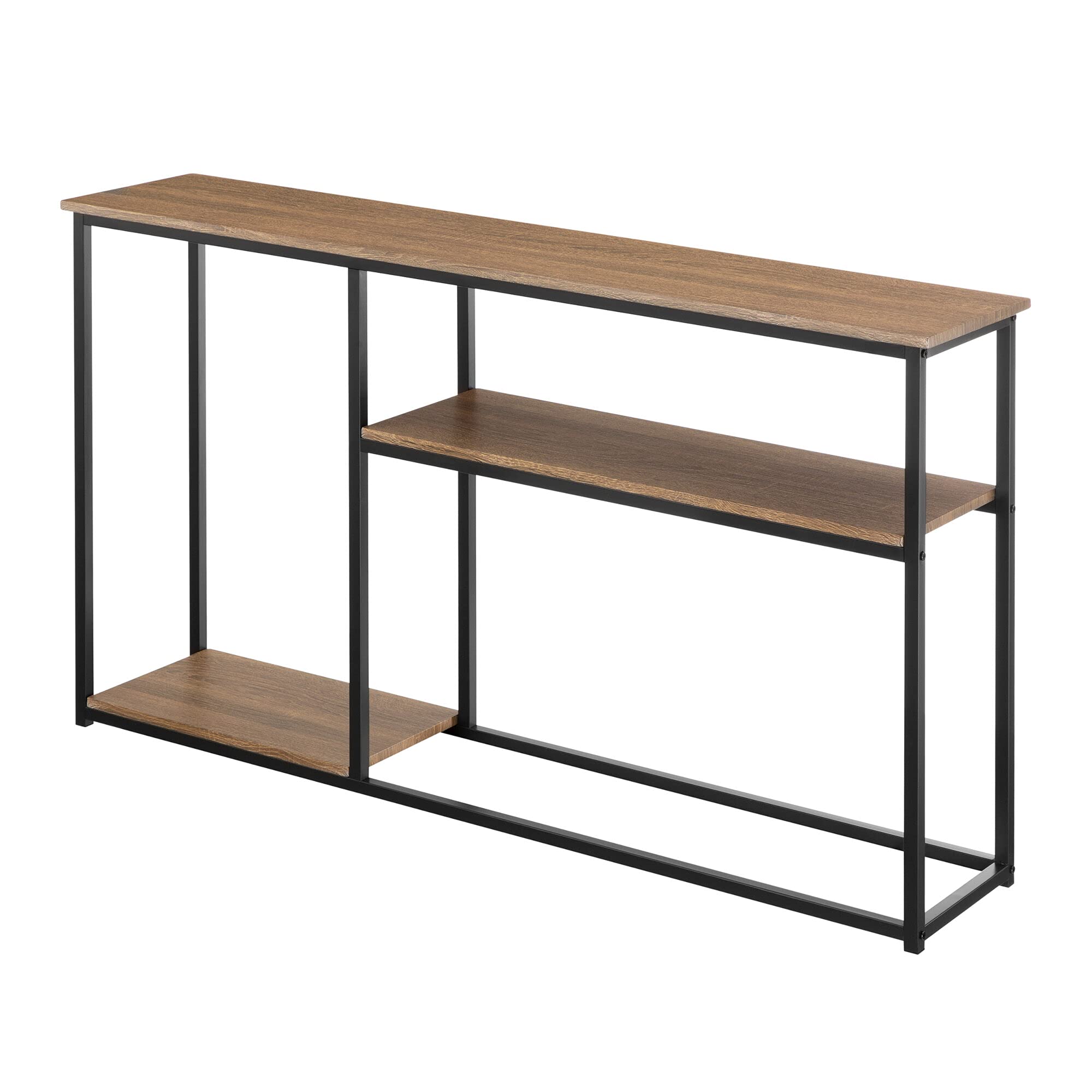 Zenvida 3-Tier Industrial Console Table - Modern Sofa Table with Metal Frame for Living Room, Entryway, Hallway | Sturdy Accent Table for Home Decor & Small Space Organization
