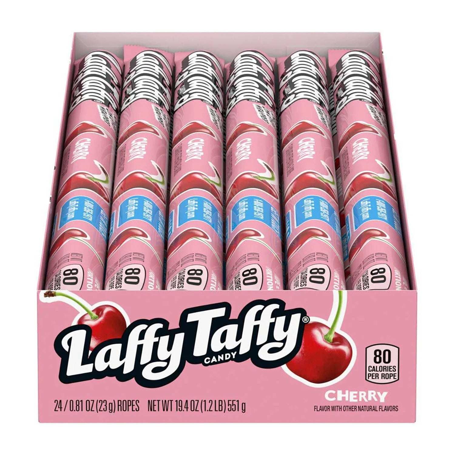 Ferrara Laffy Taffy Rope Candy - Cherry Flavor | Bulk 24 Count Box | Perfect for Halloween, Party Favors & Office Snacks