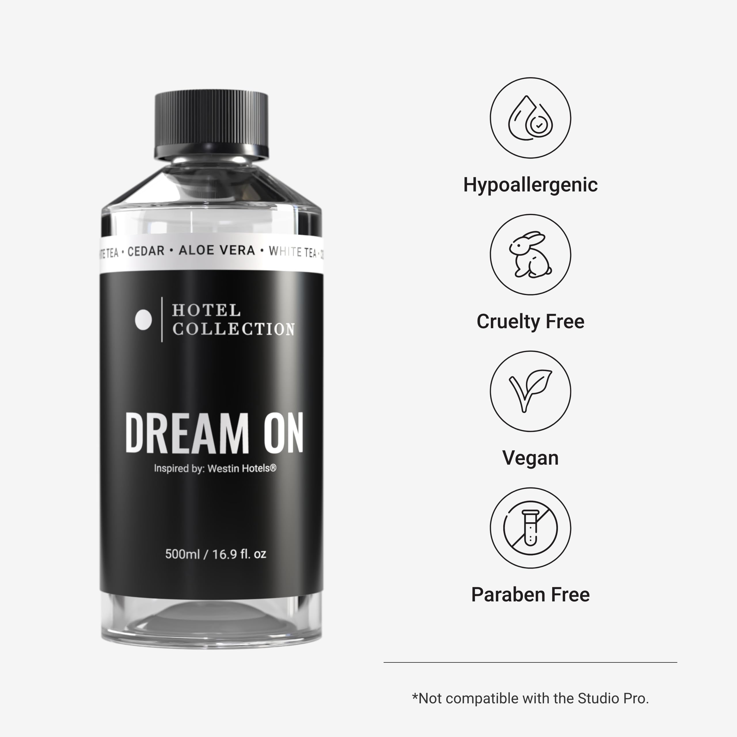 Hotel Collection Essential Scent Oil - White Tea, Cedarwood & Amber Aromatherapy Oil for Diffusers, Air Fresheners & Home Fragrance - Dream On Scent (16.9 fl oz) - Perfect for Relaxation, Spa Nights & Creating a Cozy Atmosphere