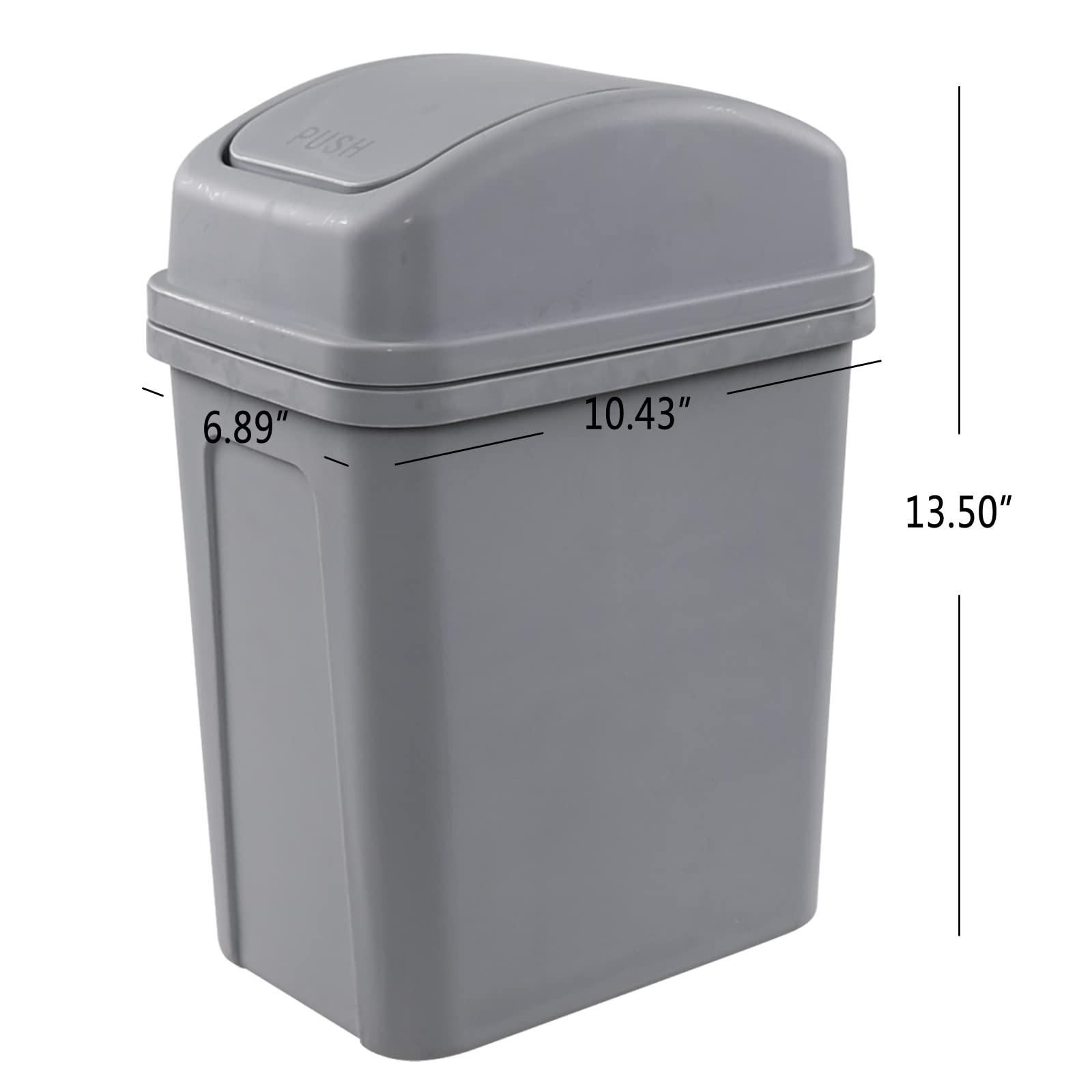 2 Gallon Small Swing Lid Trash Can - Compact Kitchen & Bathroom Garbage Bin with Swing-Top Lid, Gray - Perfect for Office, Dorm, or Under Sink Use