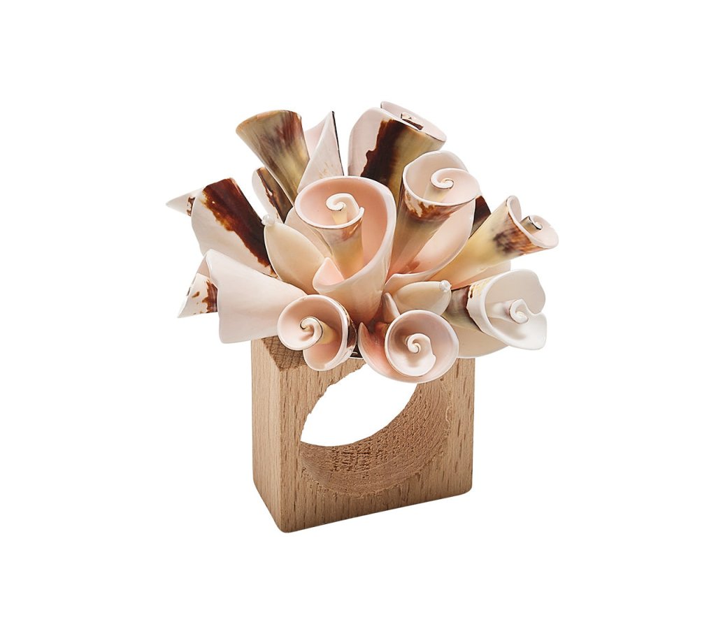 Ivory & Natural Seashell Burst Napkin Rings Set of 4 - Elegant Table Decor for Weddings, Dinner Parties & Beach-Themed Events