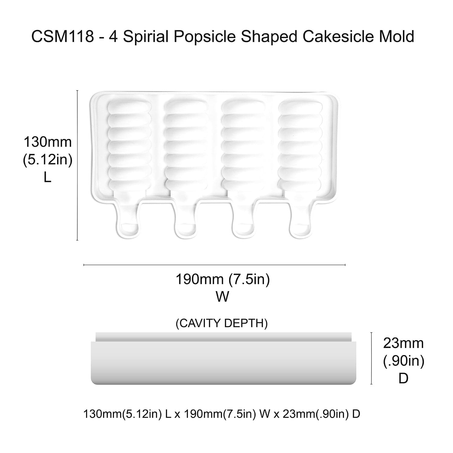 4 Cavity Spiral Popsicle Mold - BPA Free Silicone Ice Pop Maker for Homemade Frozen Treats - Perfect for Summer Snacks, Kids Parties & Healthy Desserts