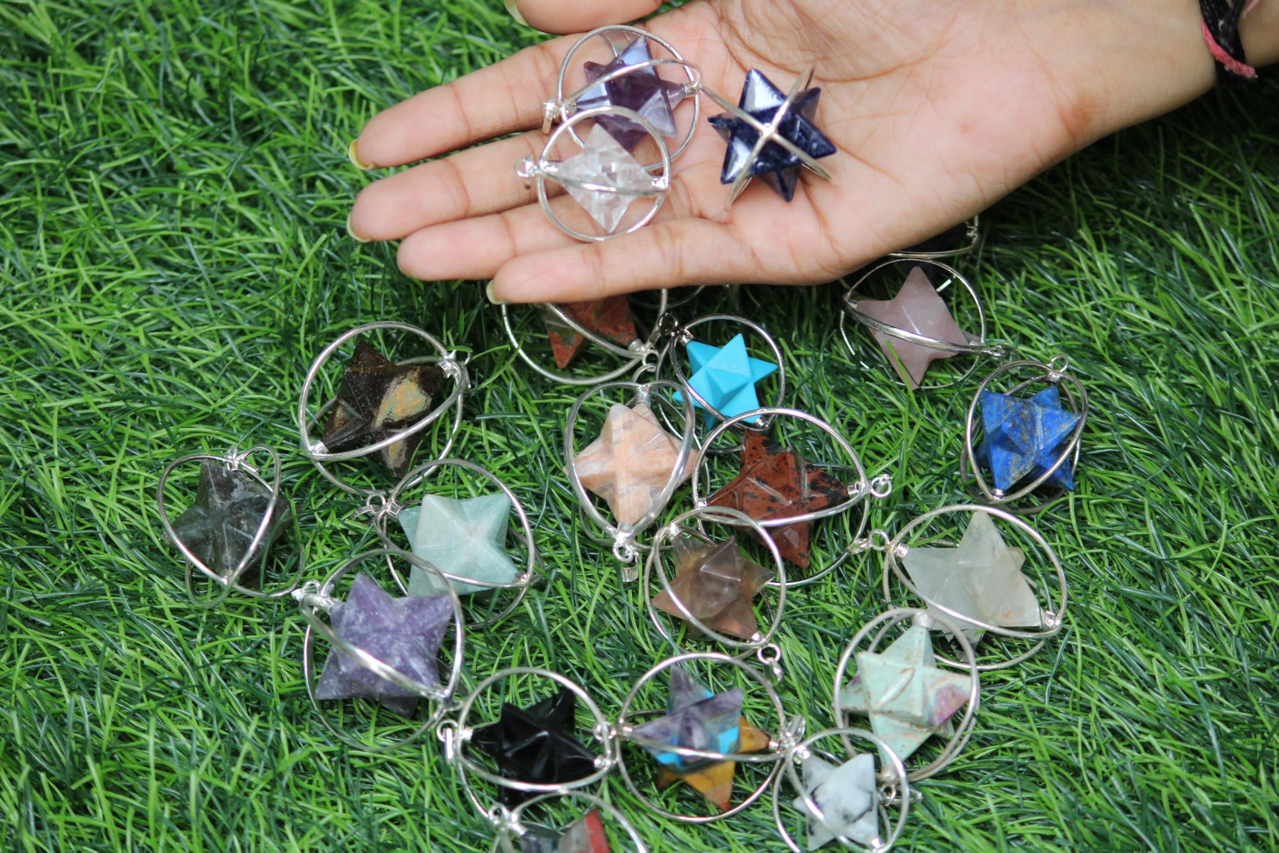 Authentic Spinning Merkaba Pendant Necklace - 1.5 to 1.8 Inch Healing Chakra Jewelry for Women & Men - Natural Stone Meditation Amulet for Energy Balancing & Spiritual Protection
