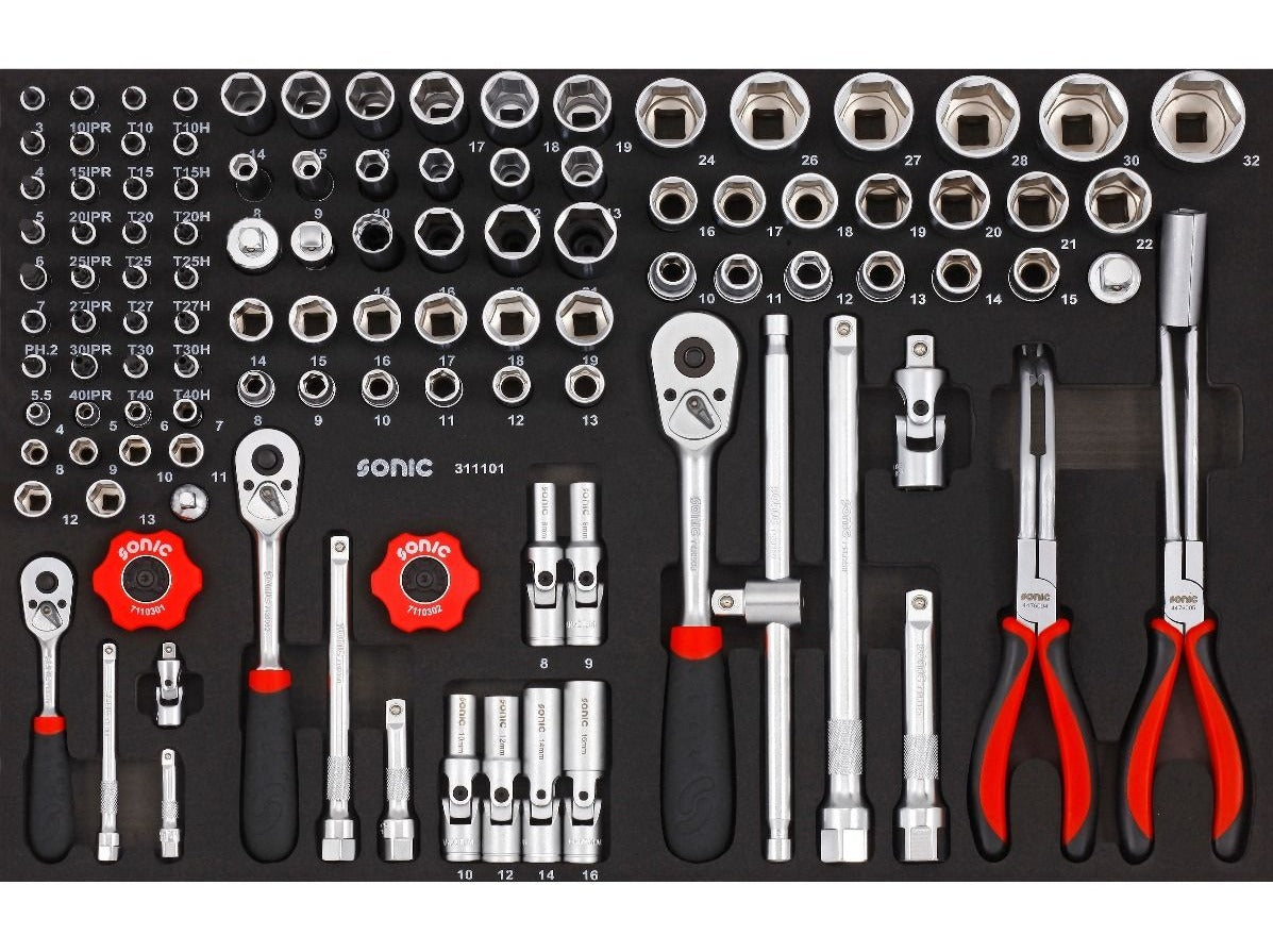 Premium 111-Piece Sonic Foam System Bit Socket Set - 1/4